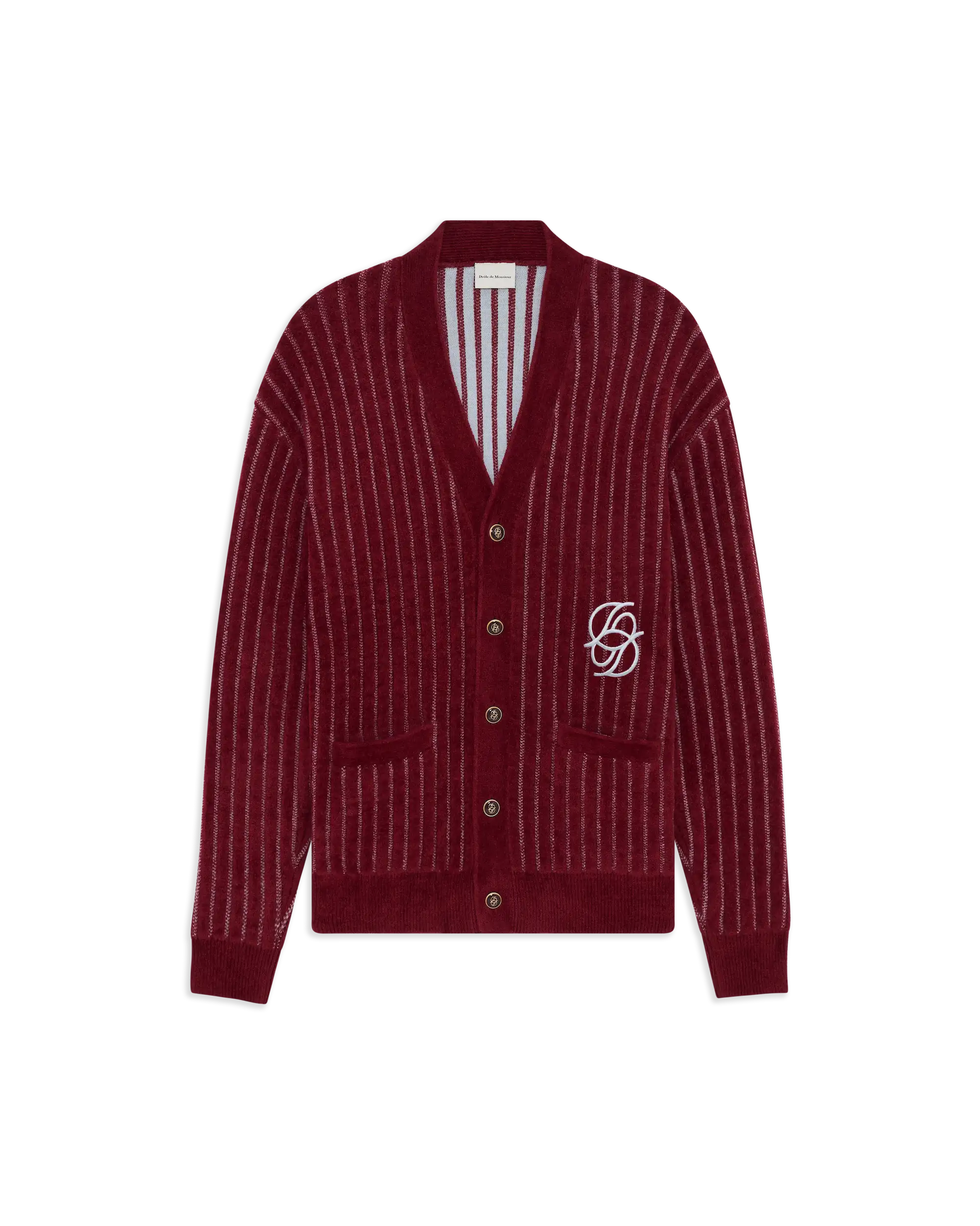 Drôle De Monsieur D Mirror Monogram Cardigan Strickjacke Burgundy