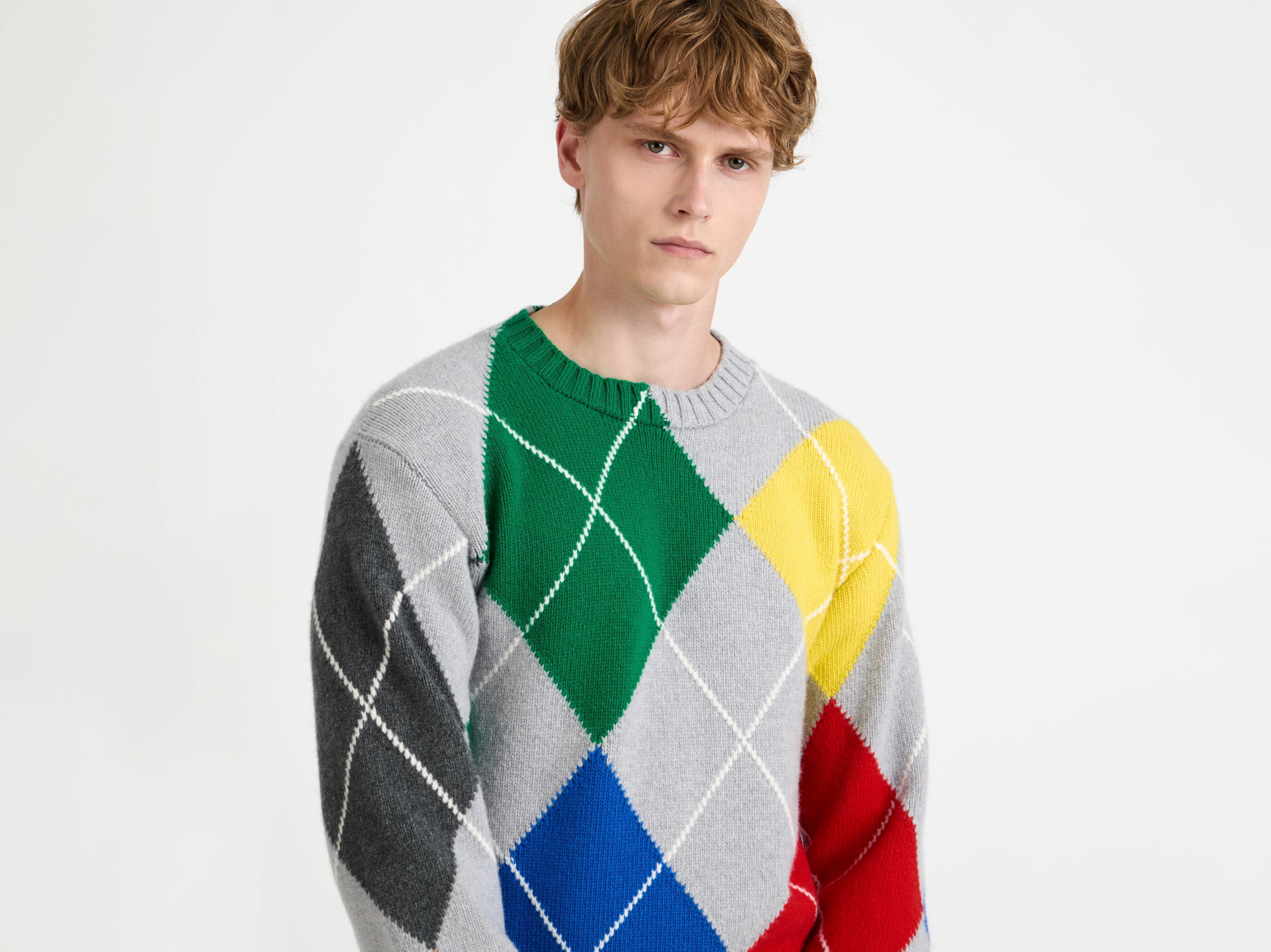 J.W.Anderson Pringle Argyle Pullover Grau Herren Wolle