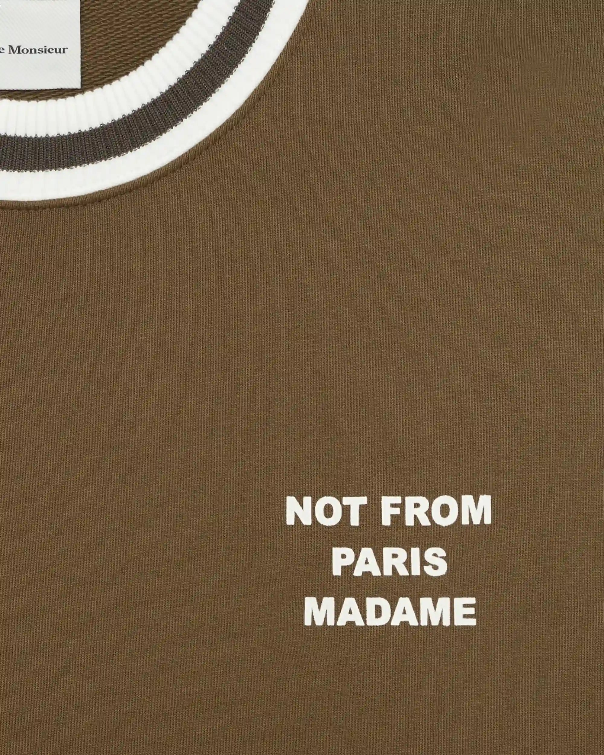 Drôle De Monsieur Sport Slogan Sweatshirt Khaki Baumwolle