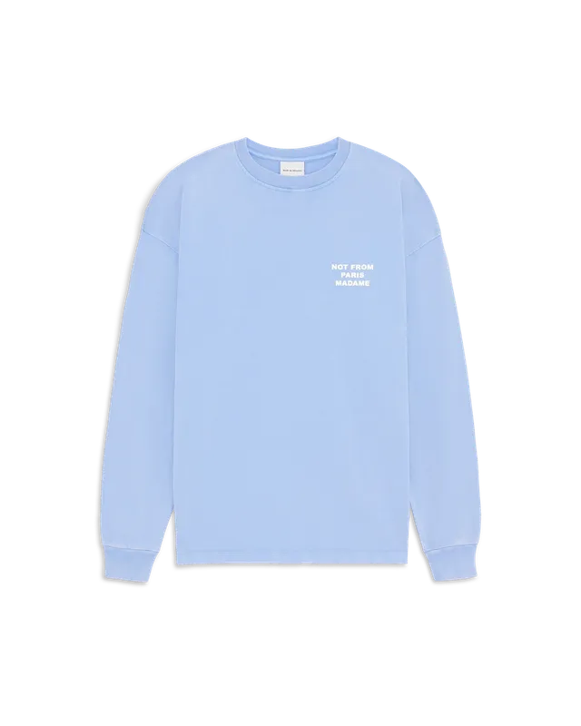 Drôle De Monsieur Slogan Langarmshirt Blau Baumwolle