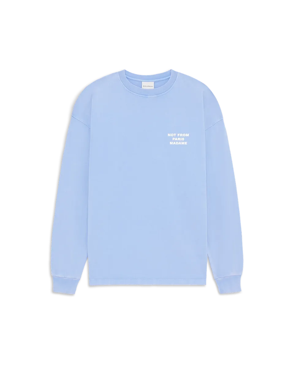 Drôle De Monsieur Slogan Langarmshirt Blau Baumwolle