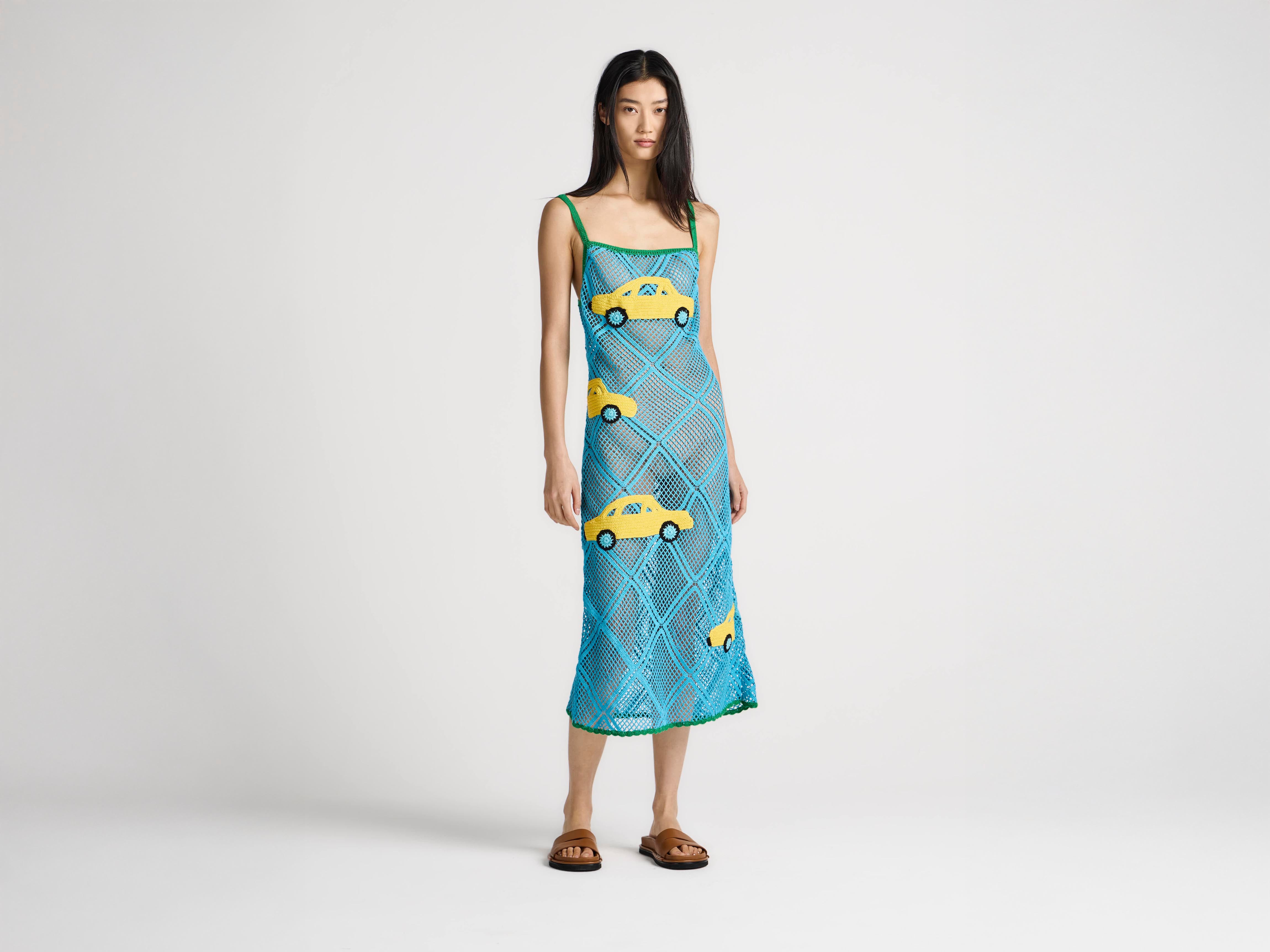 J.W.Anderson Car Dress Kleid Sky Blue Baumwolle