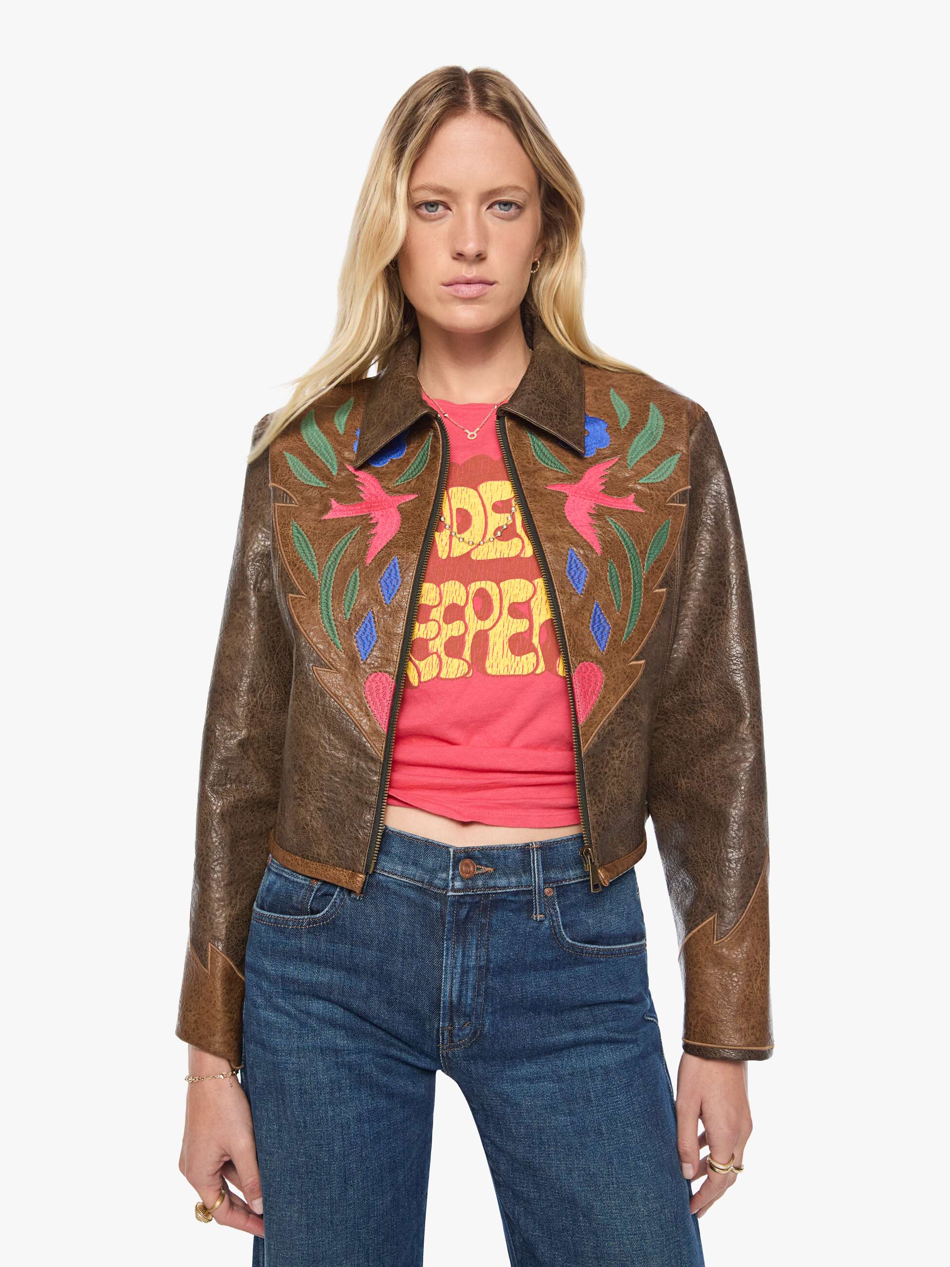 Mother The Open Book Zip Kunstlederjacke Picante Braun XS-XL