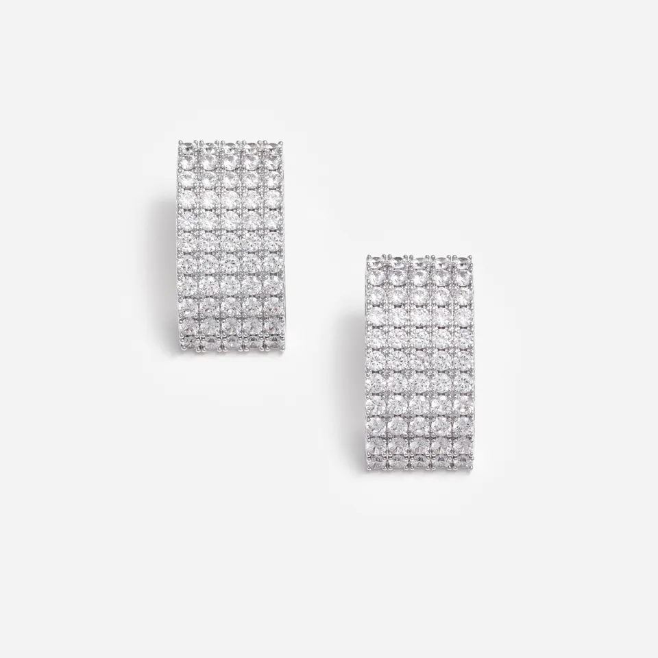 Self Portrait Crystal Chainmail Earrings Ohrringe Silber