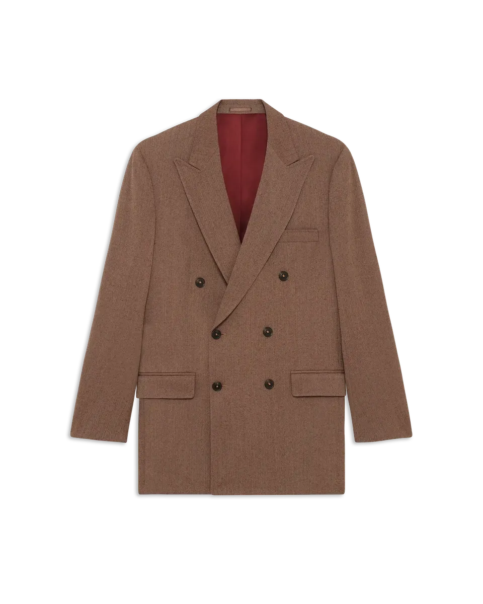 Drôle De Monsieur Chevrons Zweireiher Blazer Braun Wolle
