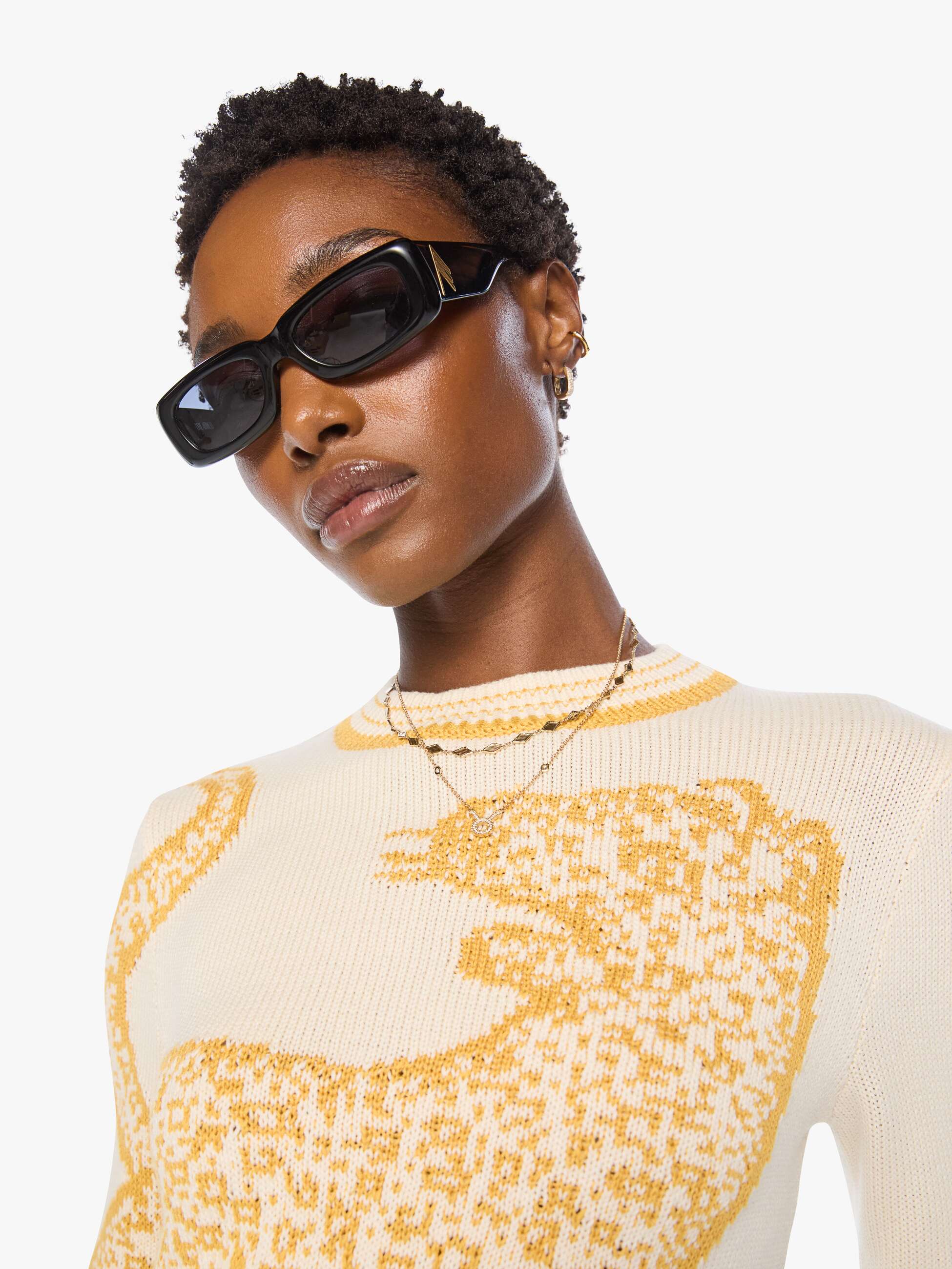Mother The Baby Jumper Pullover Ivory Creme Leo Baumwolle