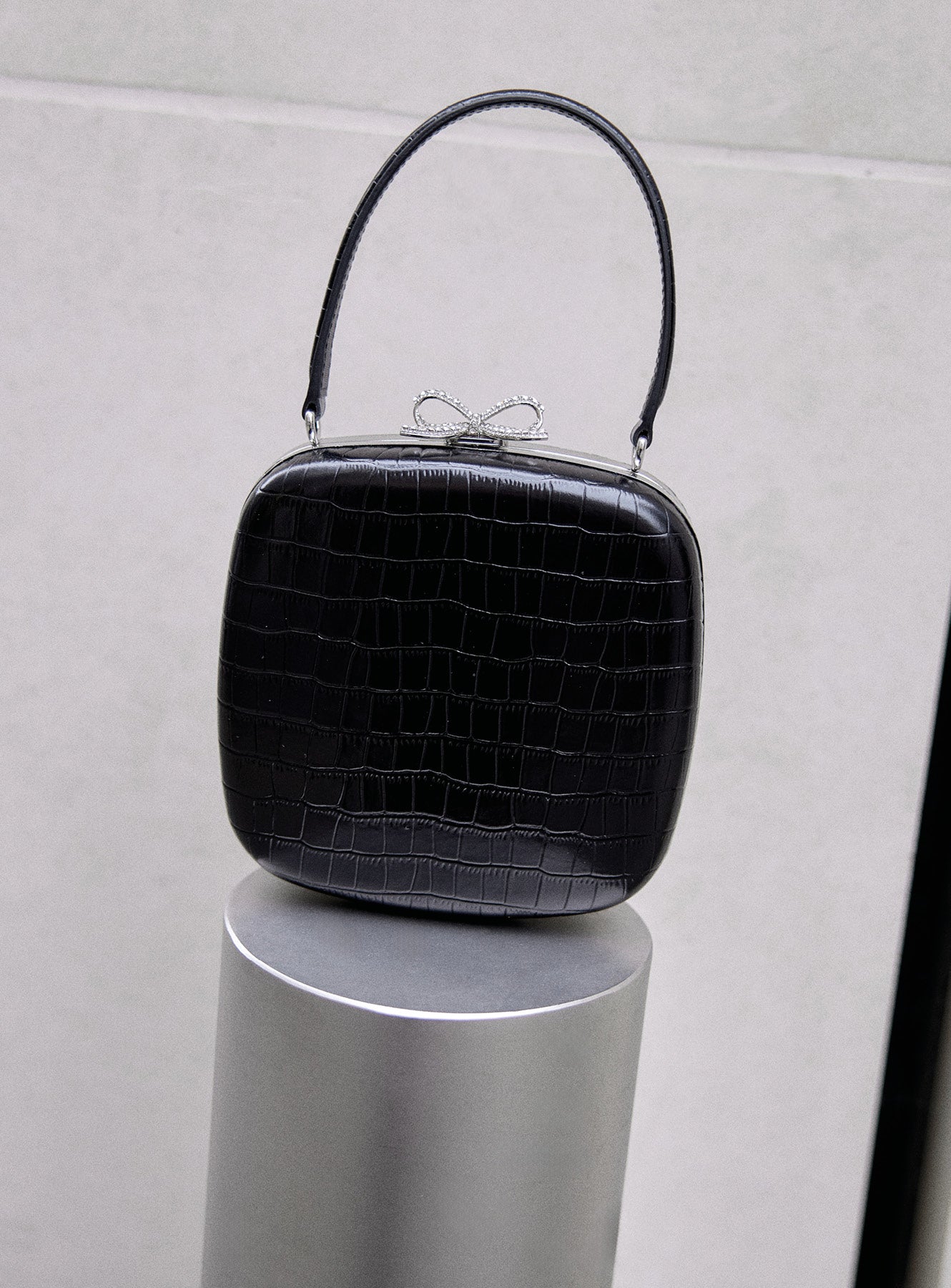 Self-Portrait Black Croc Mini Tasche Leder schwarz