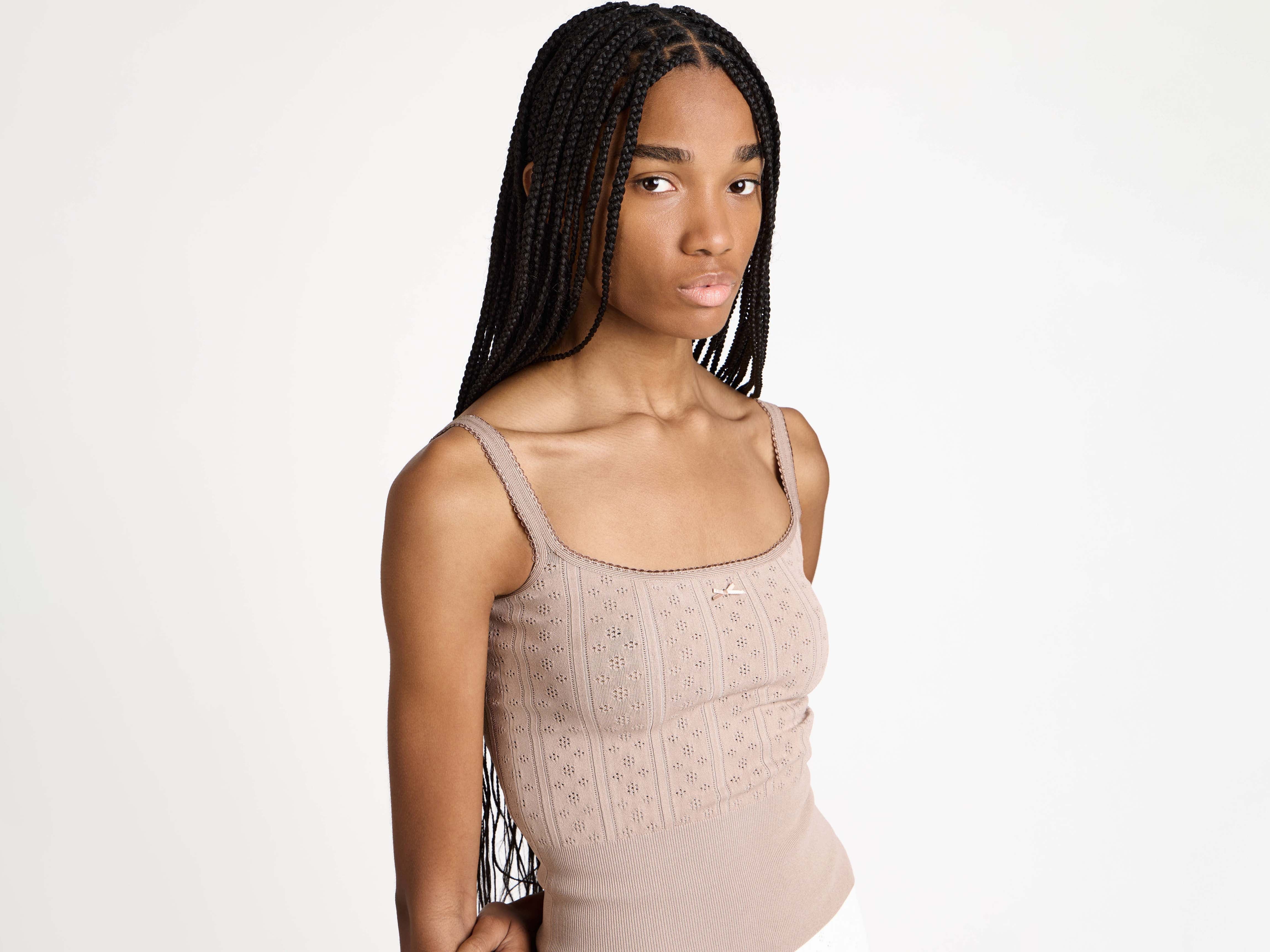 J.W.Anderson Knitwear Pointelle Cami Top Taupe Viskose
