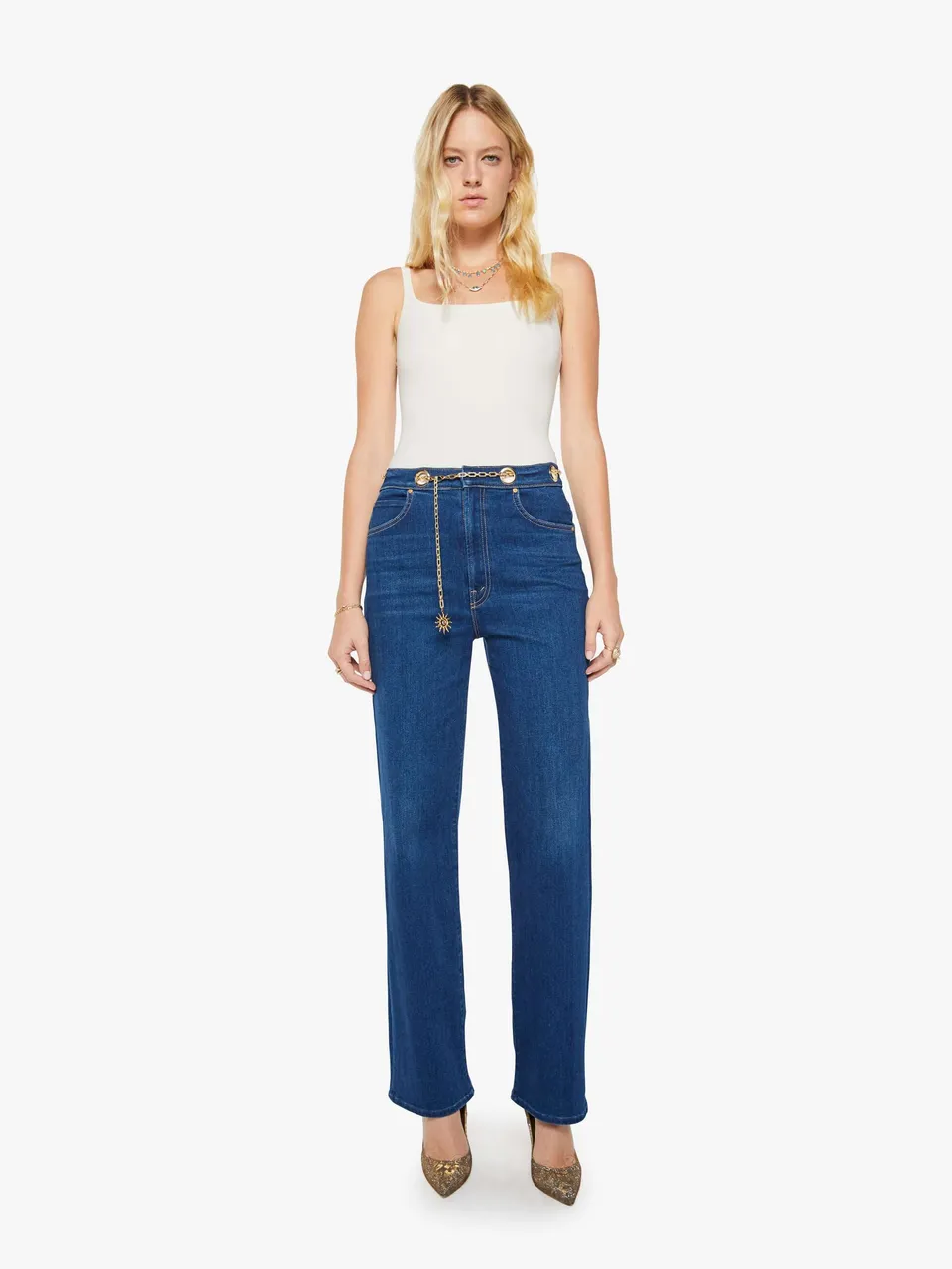Mother The Off The Chain High Waisted Tunnel Vision Sneak Jeans Pinkies Up