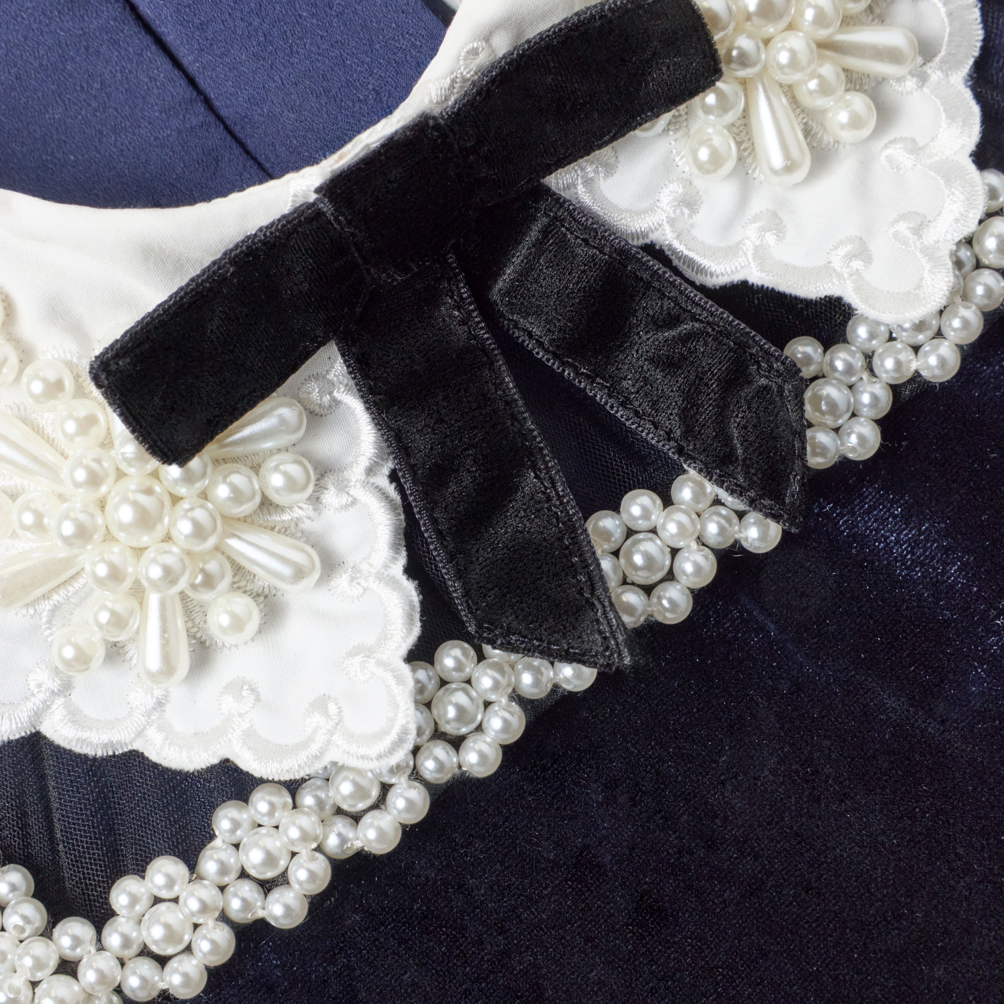 Self Portrait Navy Velvet Tulle Flower Trim Kleid Navy 5/6 Samt