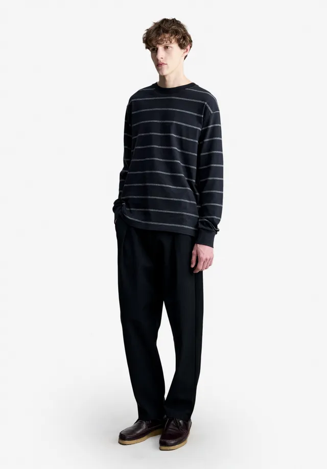 A.P.C. Langarm T-Shirt schwarz gestreift Bio-Baumwolle