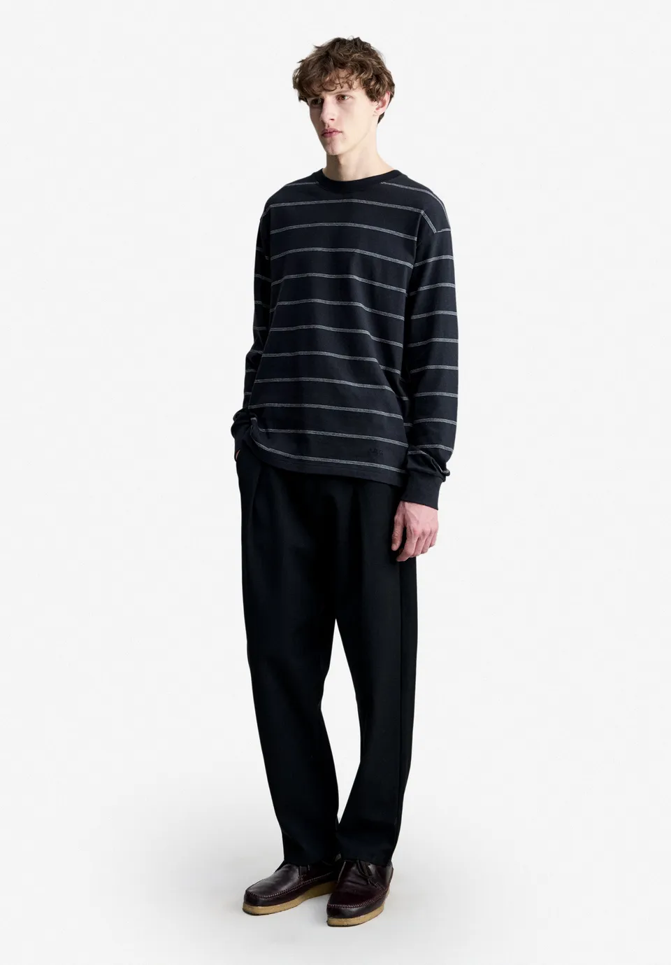 A.P.C. Langarm T-Shirt schwarz gestreift Bio-Baumwolle