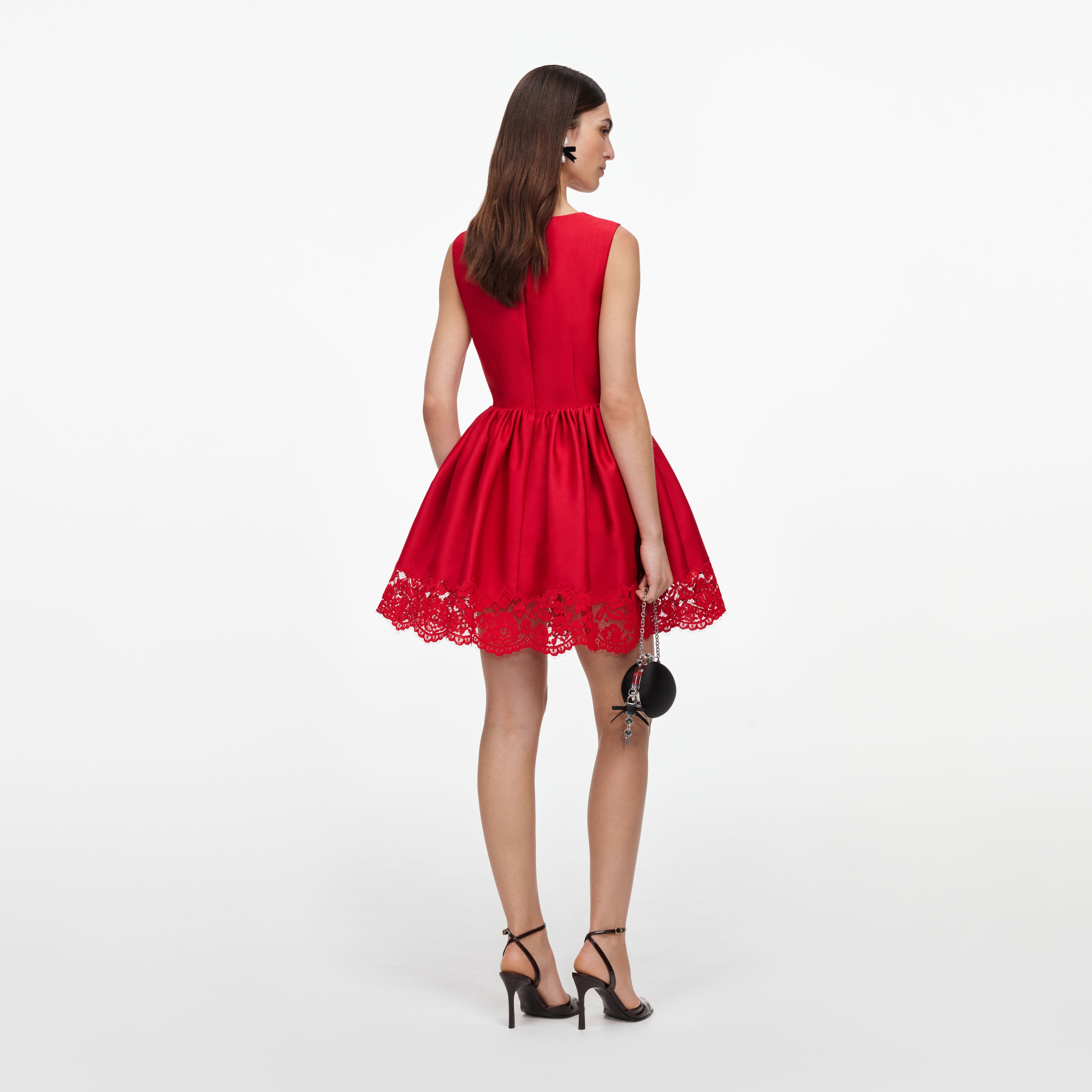 Self Portrait Red Taffeta Lace Mini Kleid UK 8