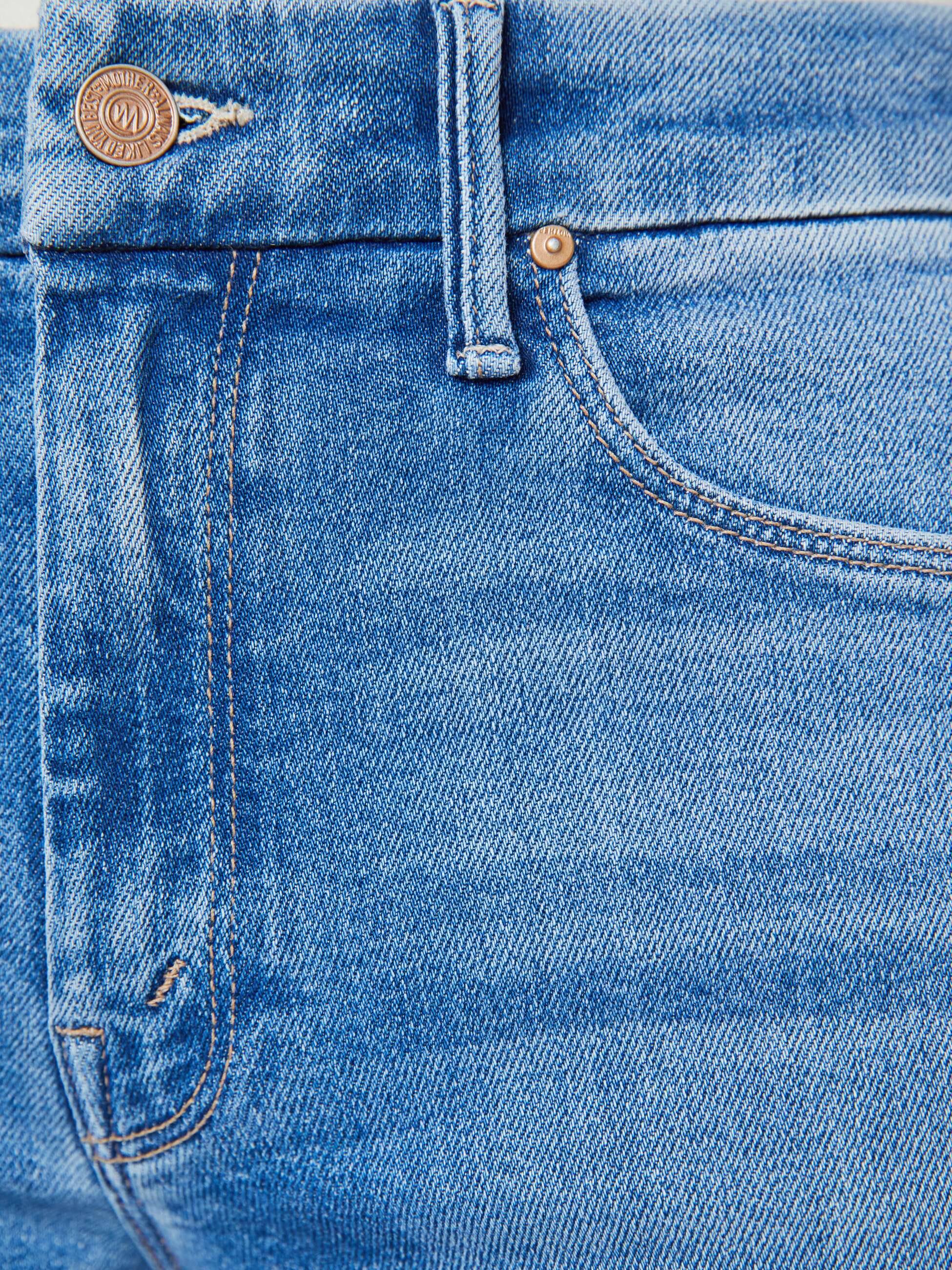 Mother Petites The Lil Roller Fray Jeans Fan Favorite Blau
