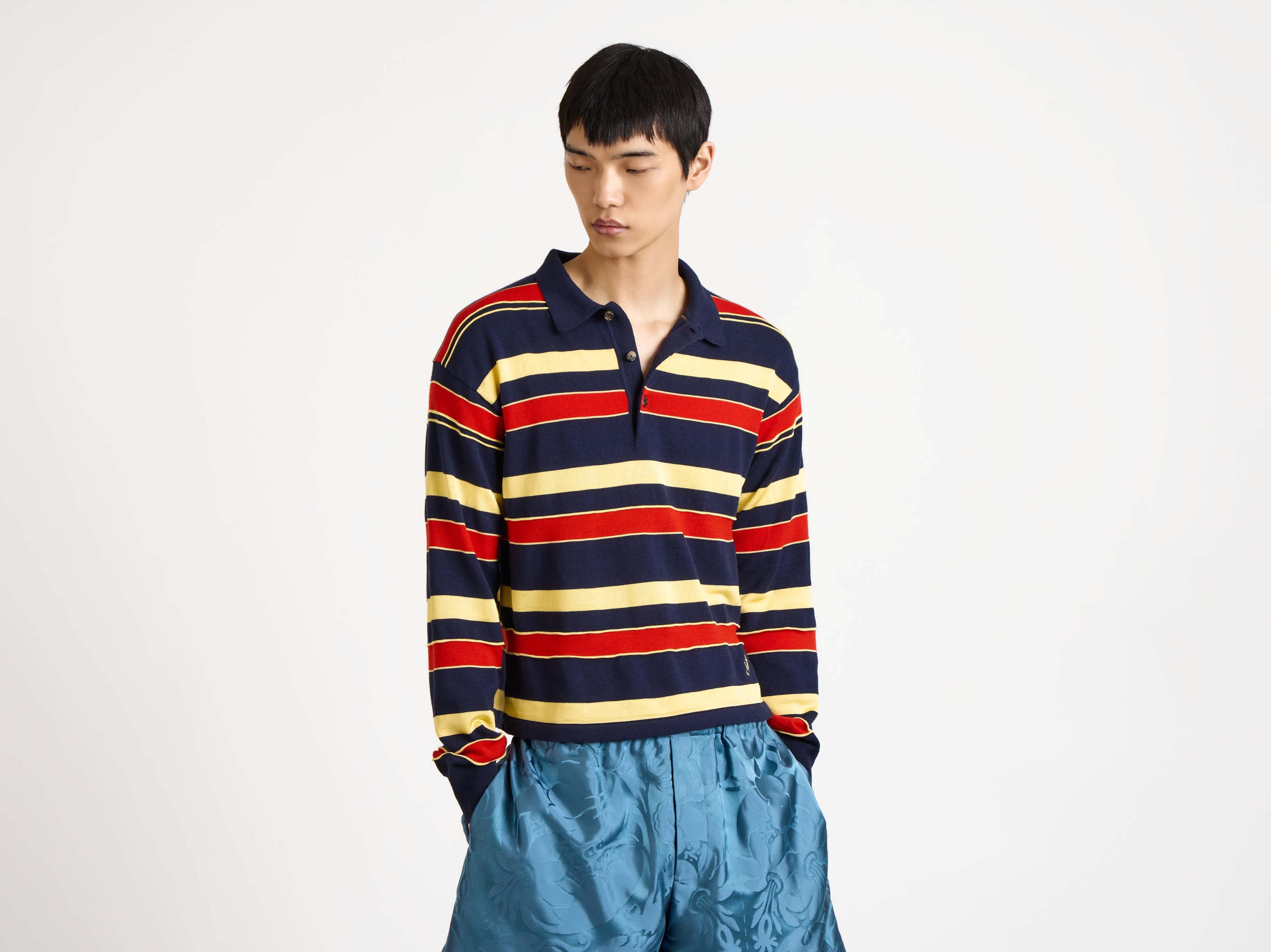 J.W. Anderson Rugby Polo Navy Gestreift Strick Anker