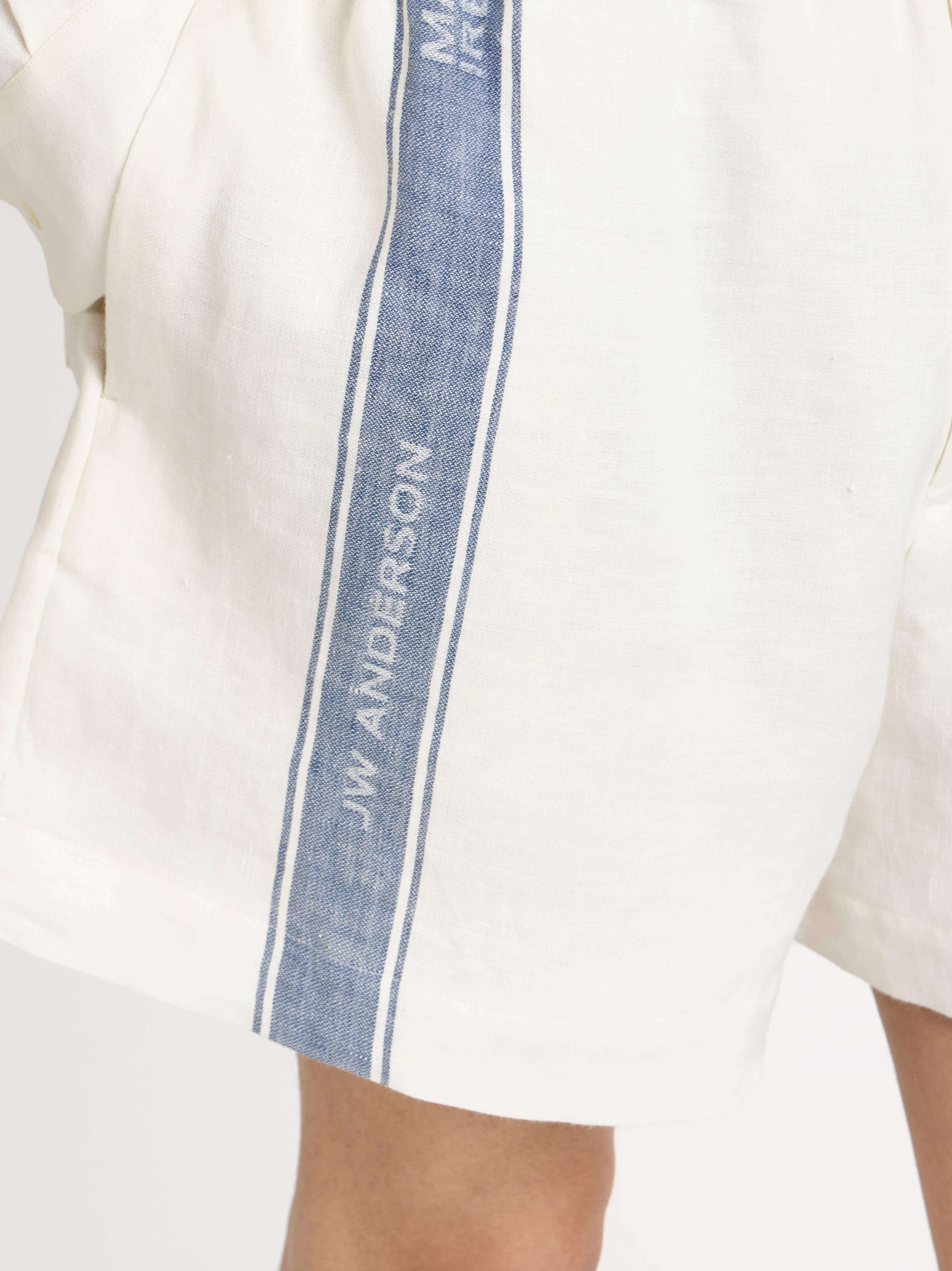 J.W.Anderson Shorts Off White Blue Leinen Shorts