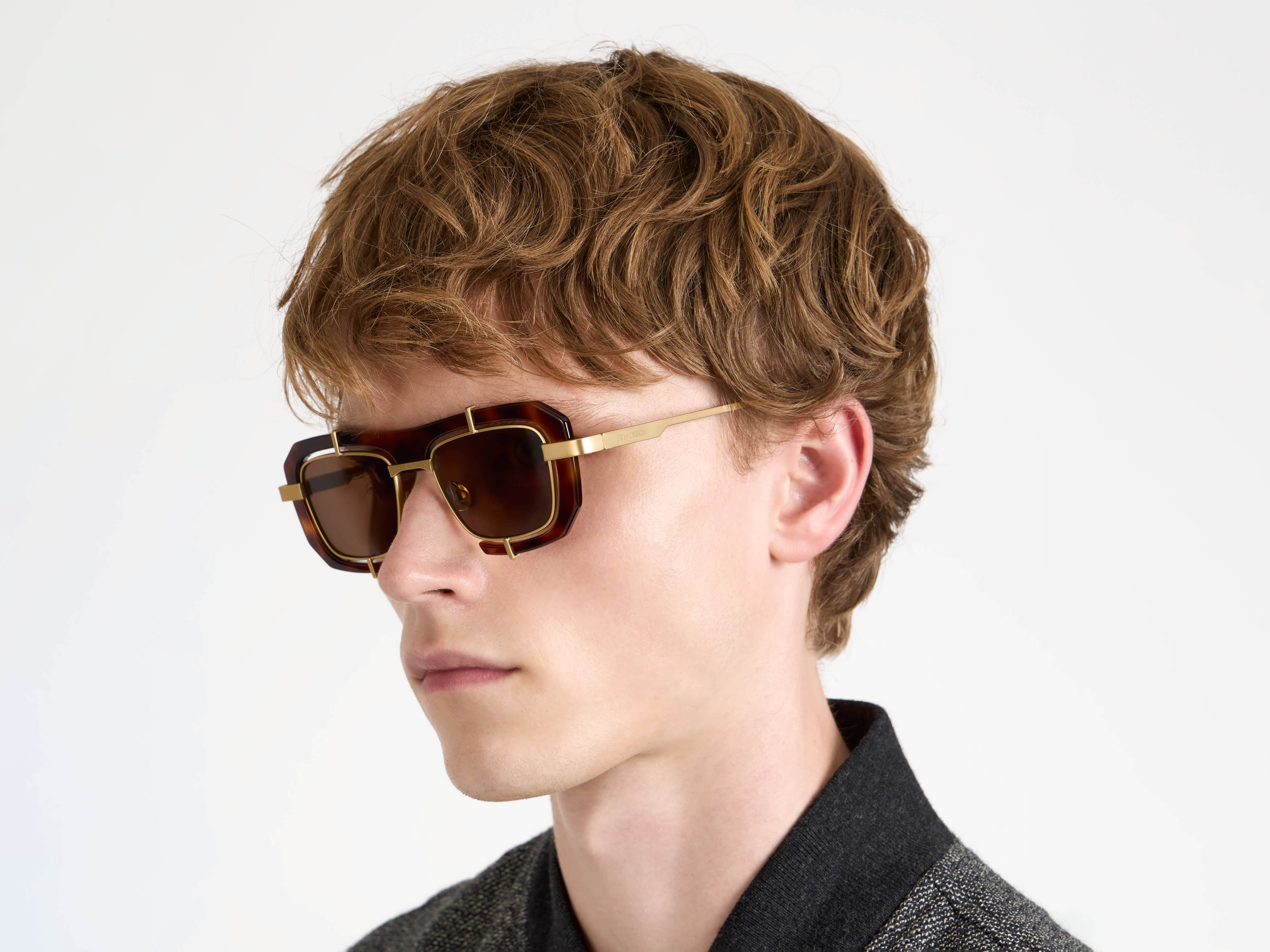 J.W.Anderson JWA03 Sonnenbrille Havanna Geometric Unisex