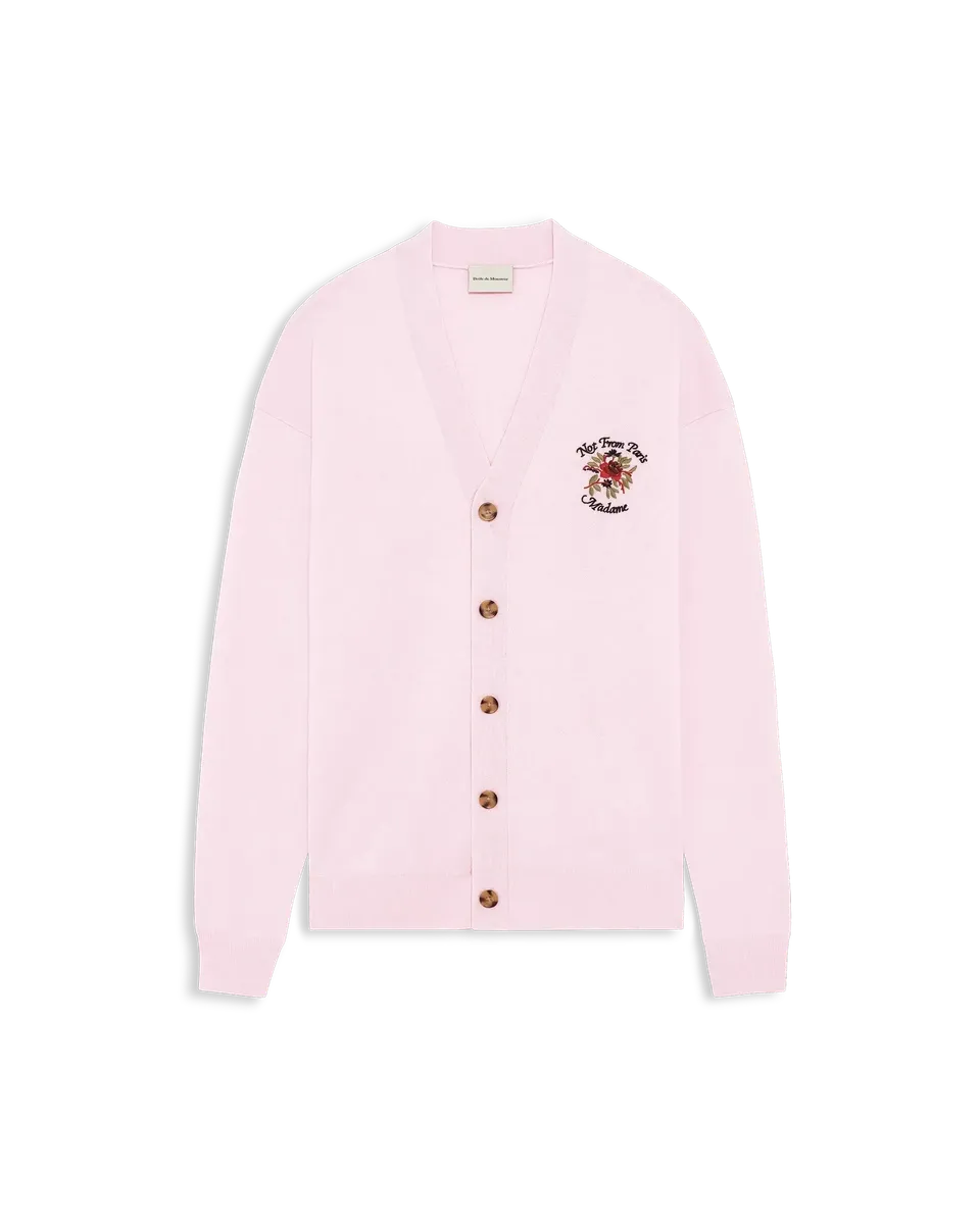 Drôle De Monsieur Slogan Rose Cardigan Wolle Hellrosa