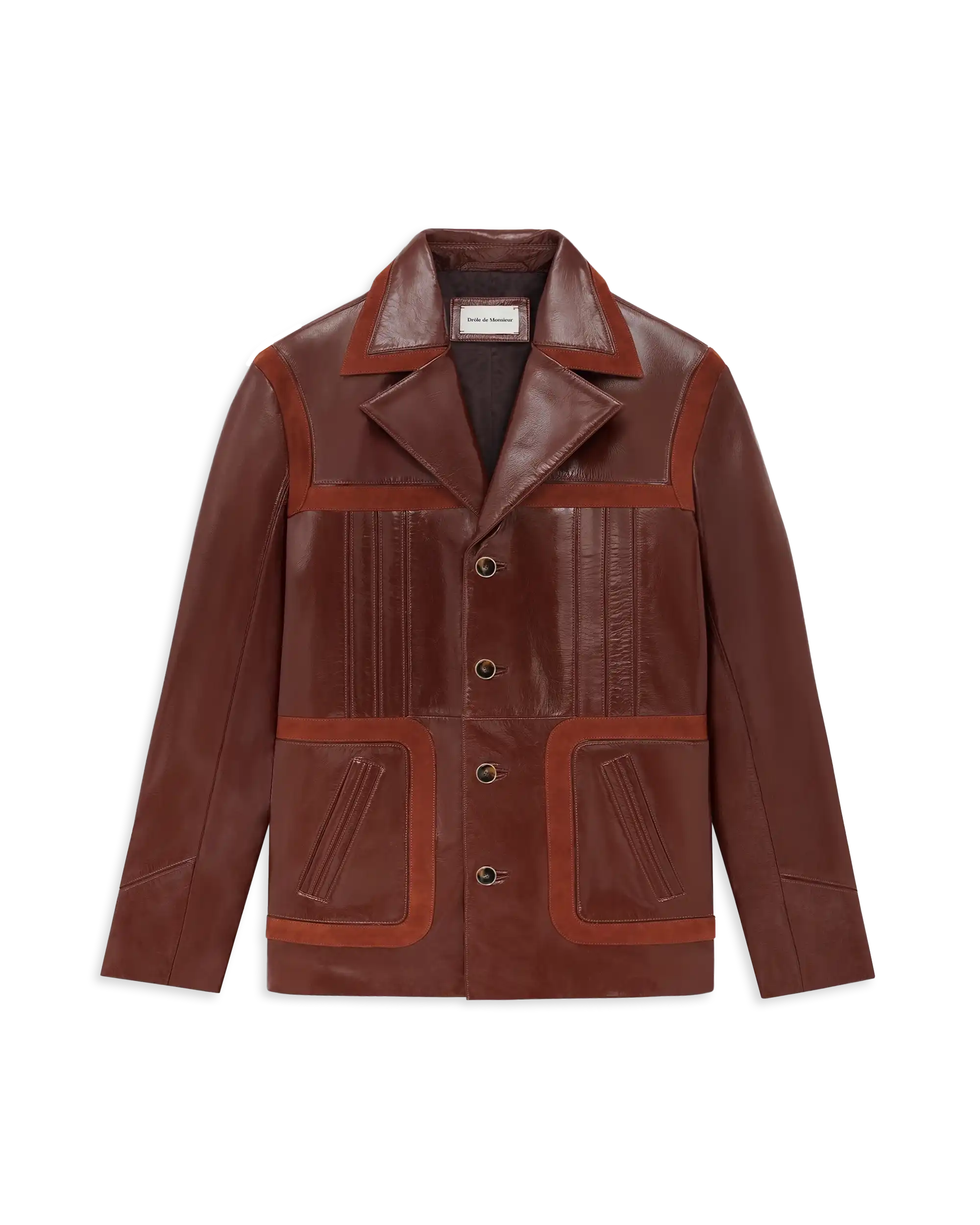 Drôle De Monsieur Veste Cuir Saharienne Lederjacke Braun Leder
