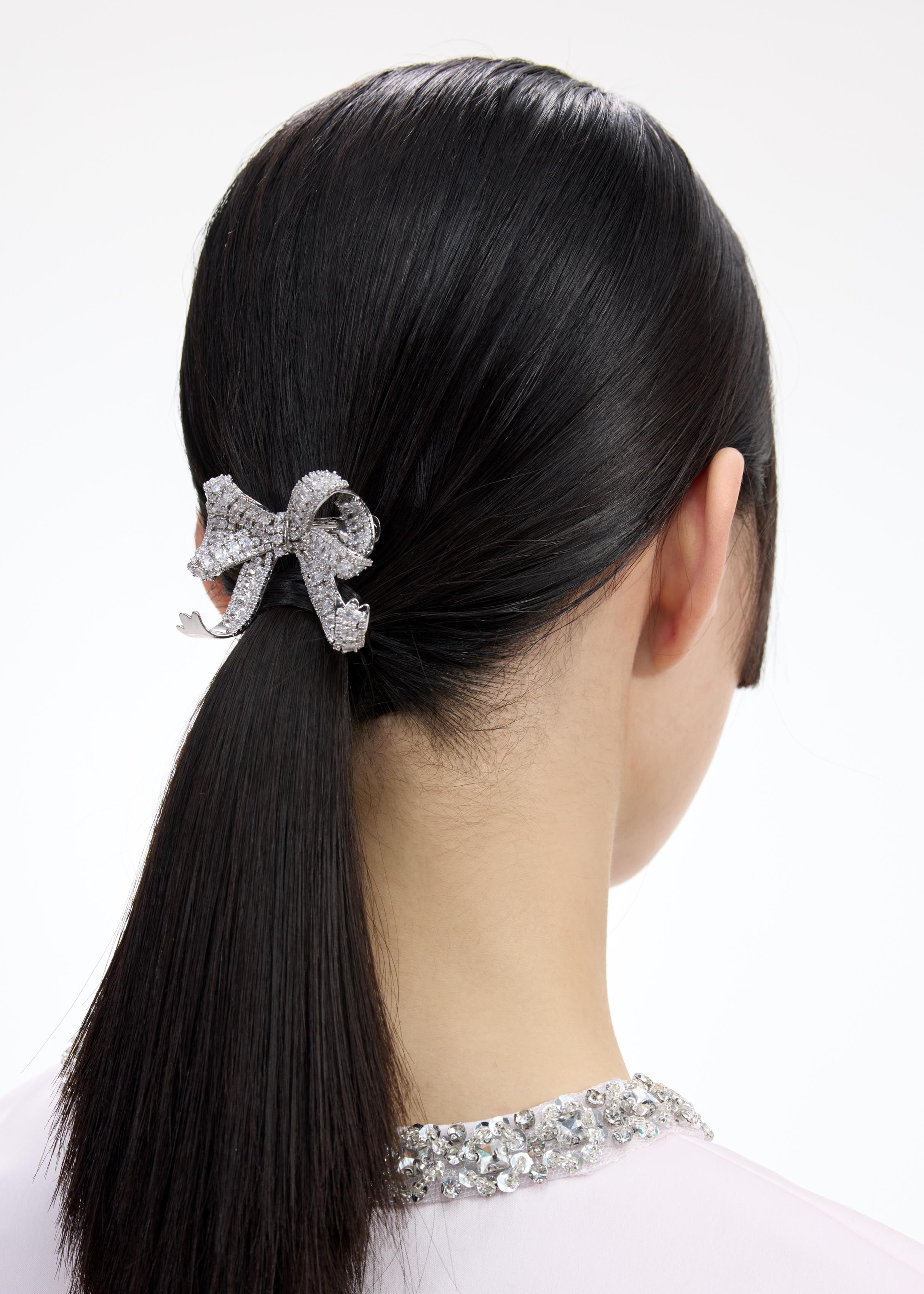 Self Portrait Crystal Bow Haarspange Silber Schleife
