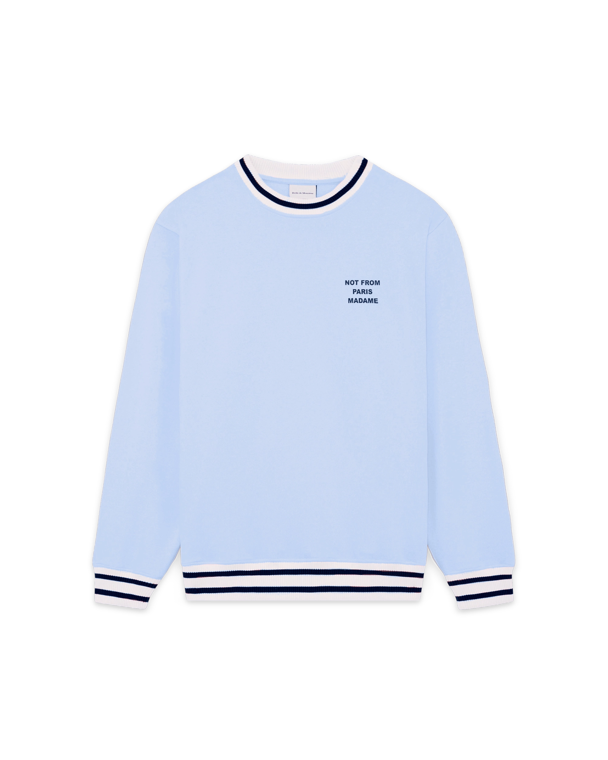 Drôle De Monsieur Sweatshirt Slogan Sport Sweater Hellblau Baumwolle