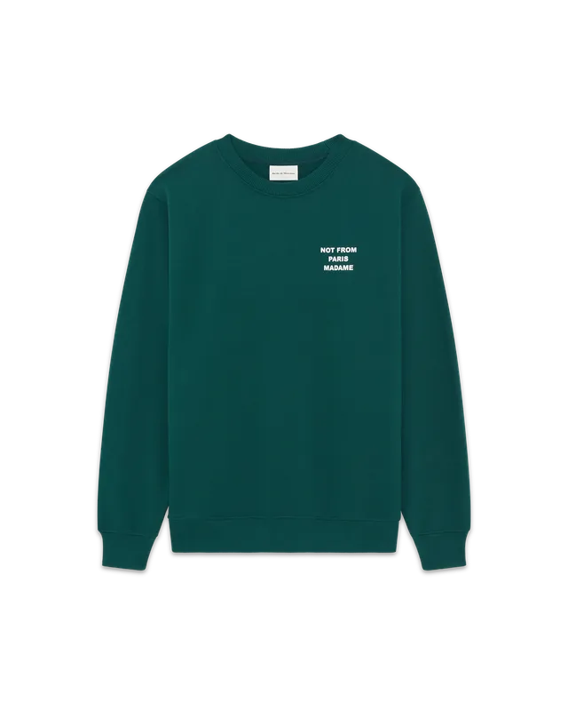 Drôle De Monsieur Slogan Sweatshirt Baumwolle Dunkelgrün