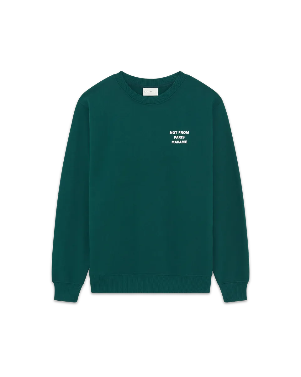Drôle De Monsieur Slogan Sweatshirt Baumwolle Dunkelgrün