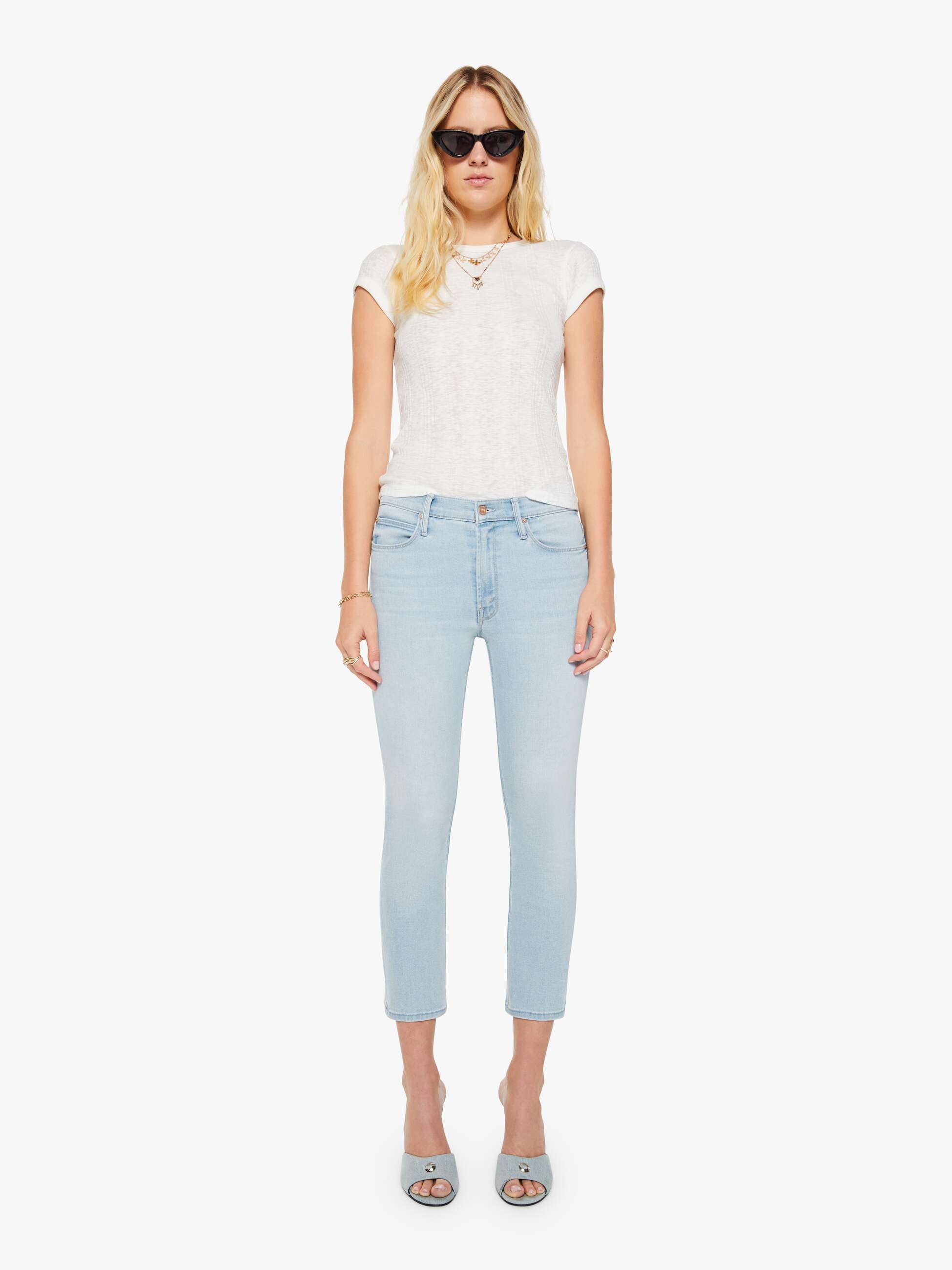 Mother Denim Mid Rise Dazzler Crop Jeans Pretty Please