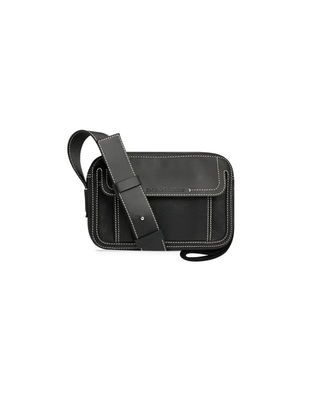 Drôle De Monsieur Sacoche Ledertasche Schwarz Umhängetasche
