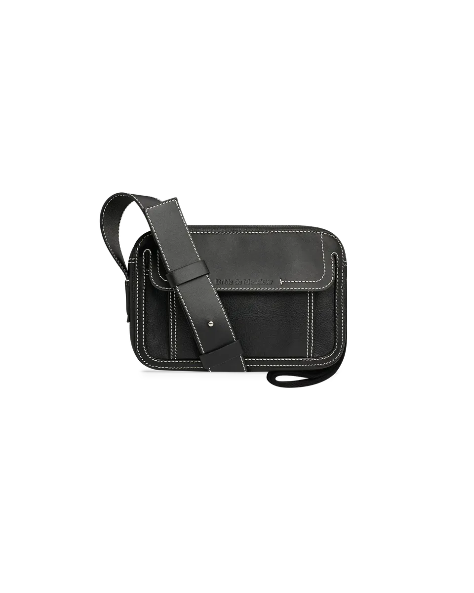 Drôle De Monsieur Sacoche Ledertasche Schwarz Umhängetasche