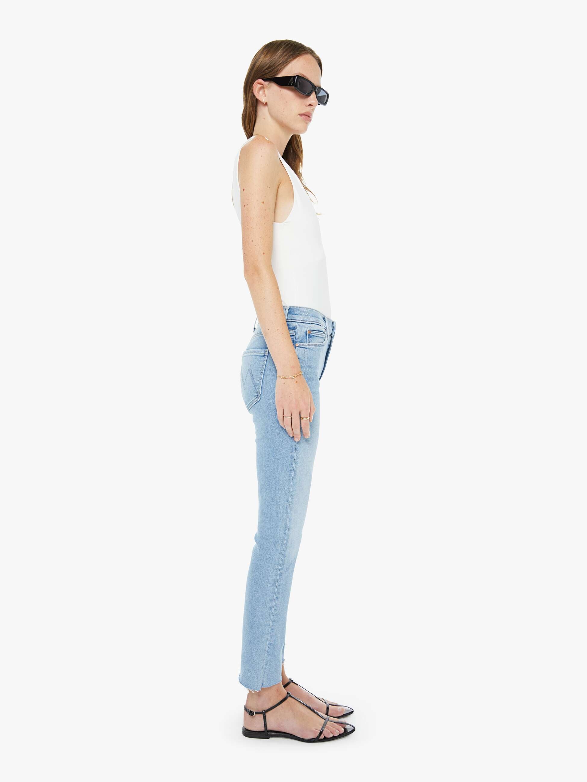 Mother The Mid Rise Dazzler Ankle Fray Jeans Blessing