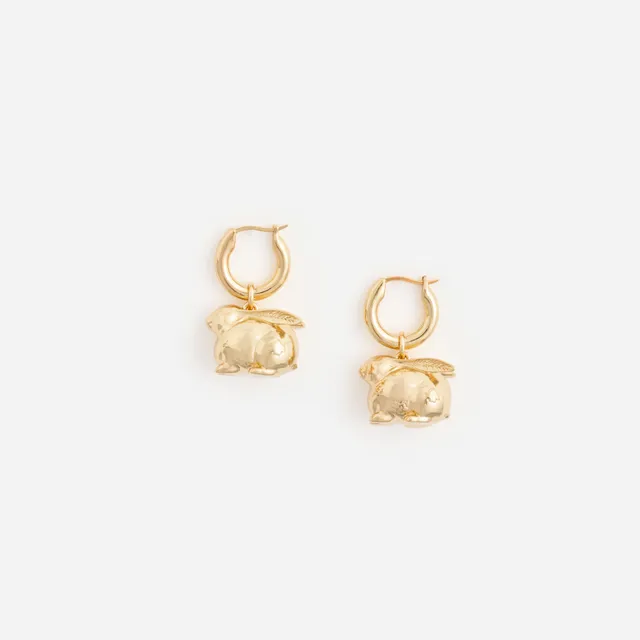 Self Portrait Gold Crystal Bunny Ohrringe Gold Hoop
