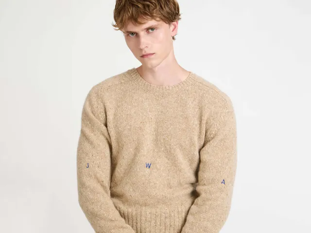 J.W.Anderson Knitwear Sleeve Embroidered Crew Pullover oatmeal melange