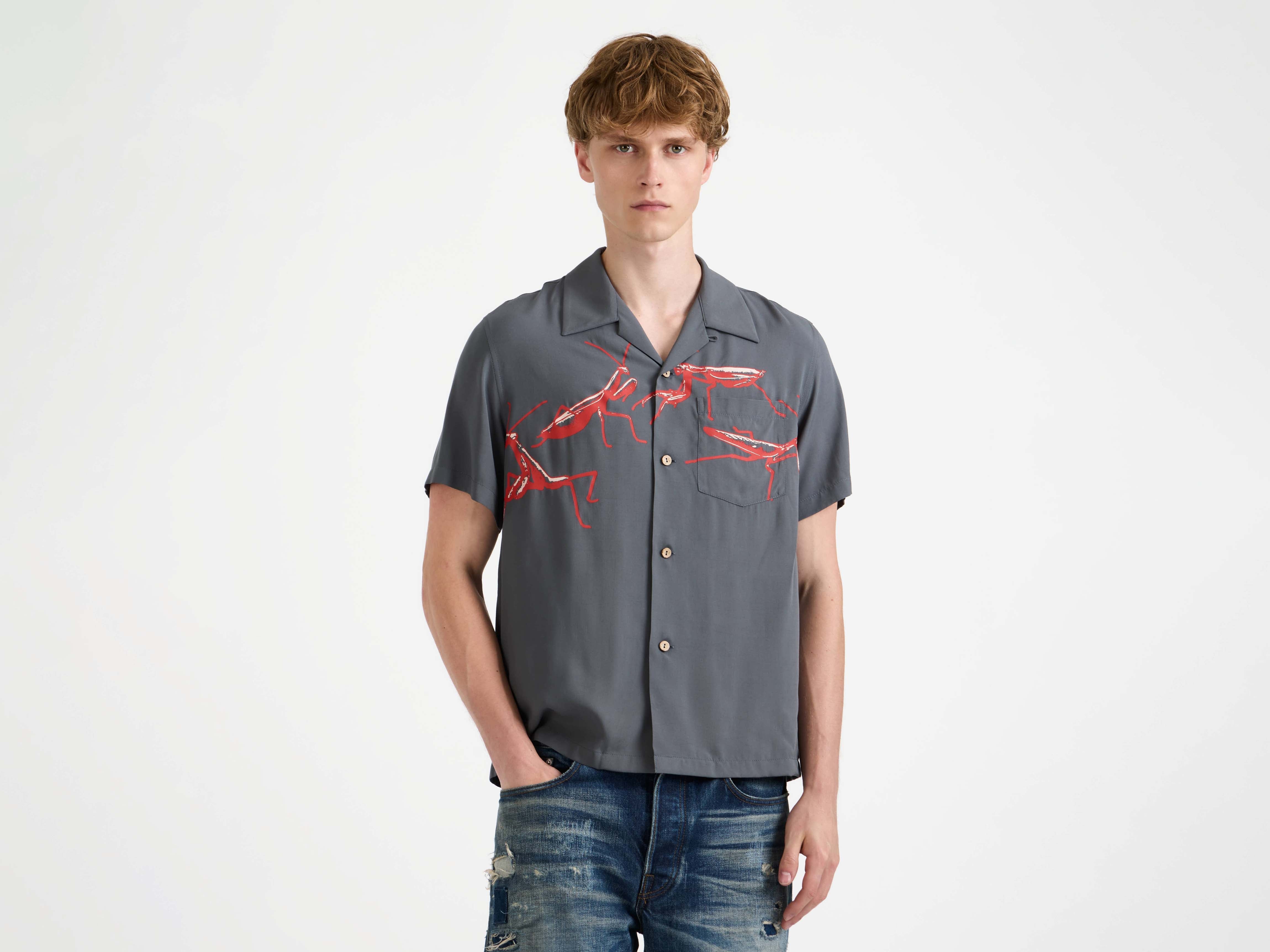 J.W.Anderson Shirts Camp Collar Hemd Herren Stahl Viskose Print