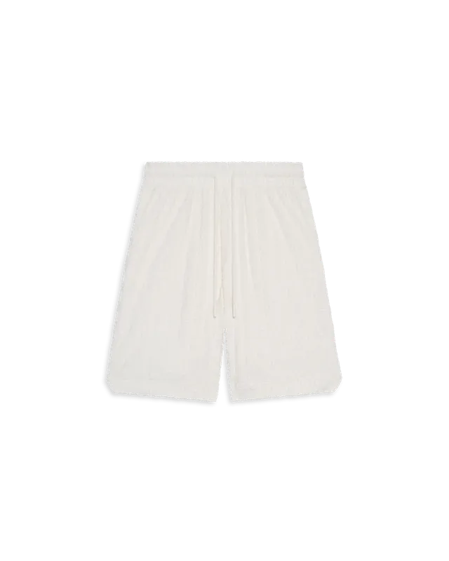 Drôle De Monsieur Monogramme Shorts Off-White Frottee Baumwolle
