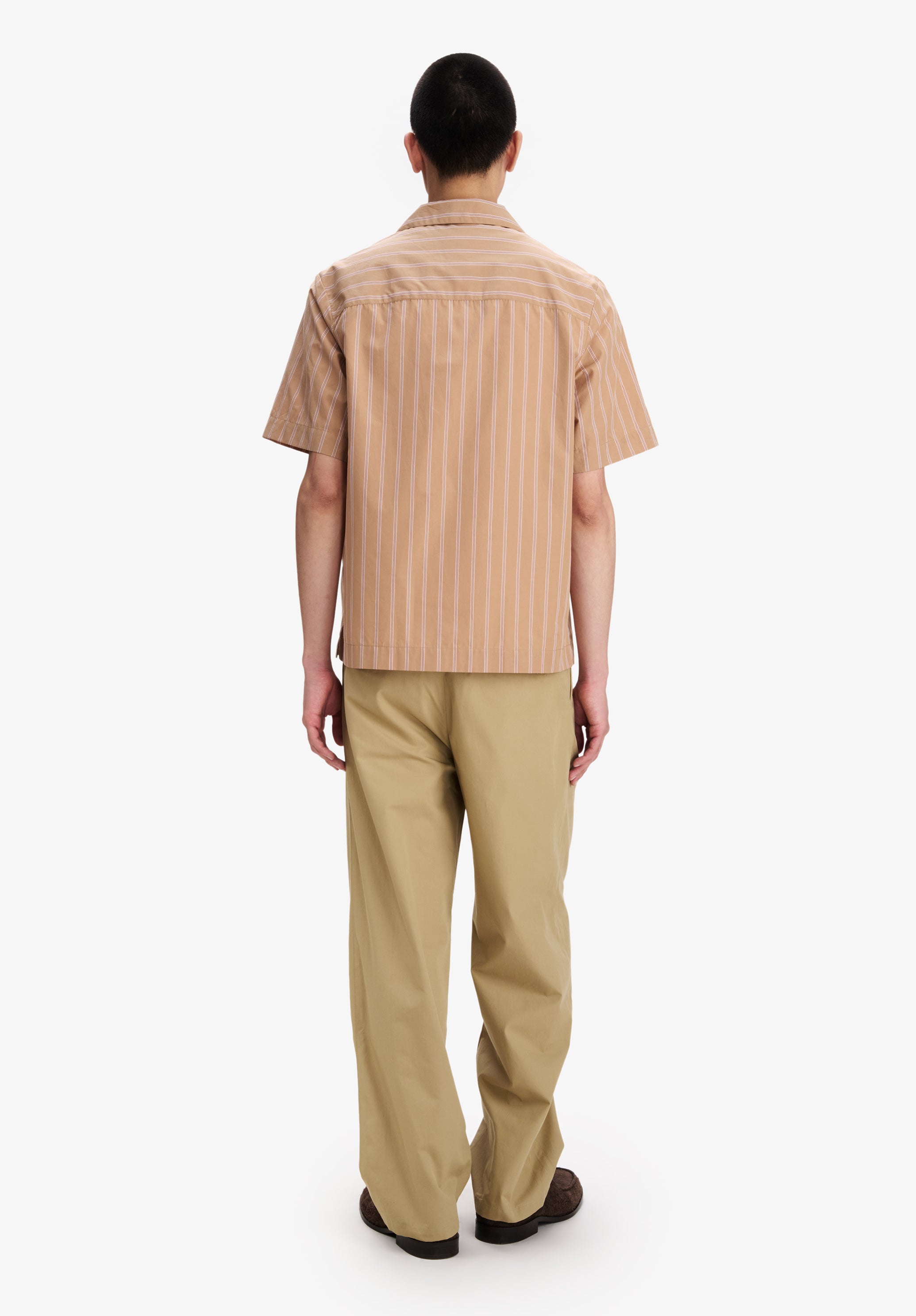 A.P.C. Kurzarmhemd rosa gestreift Bio-Baumwolle