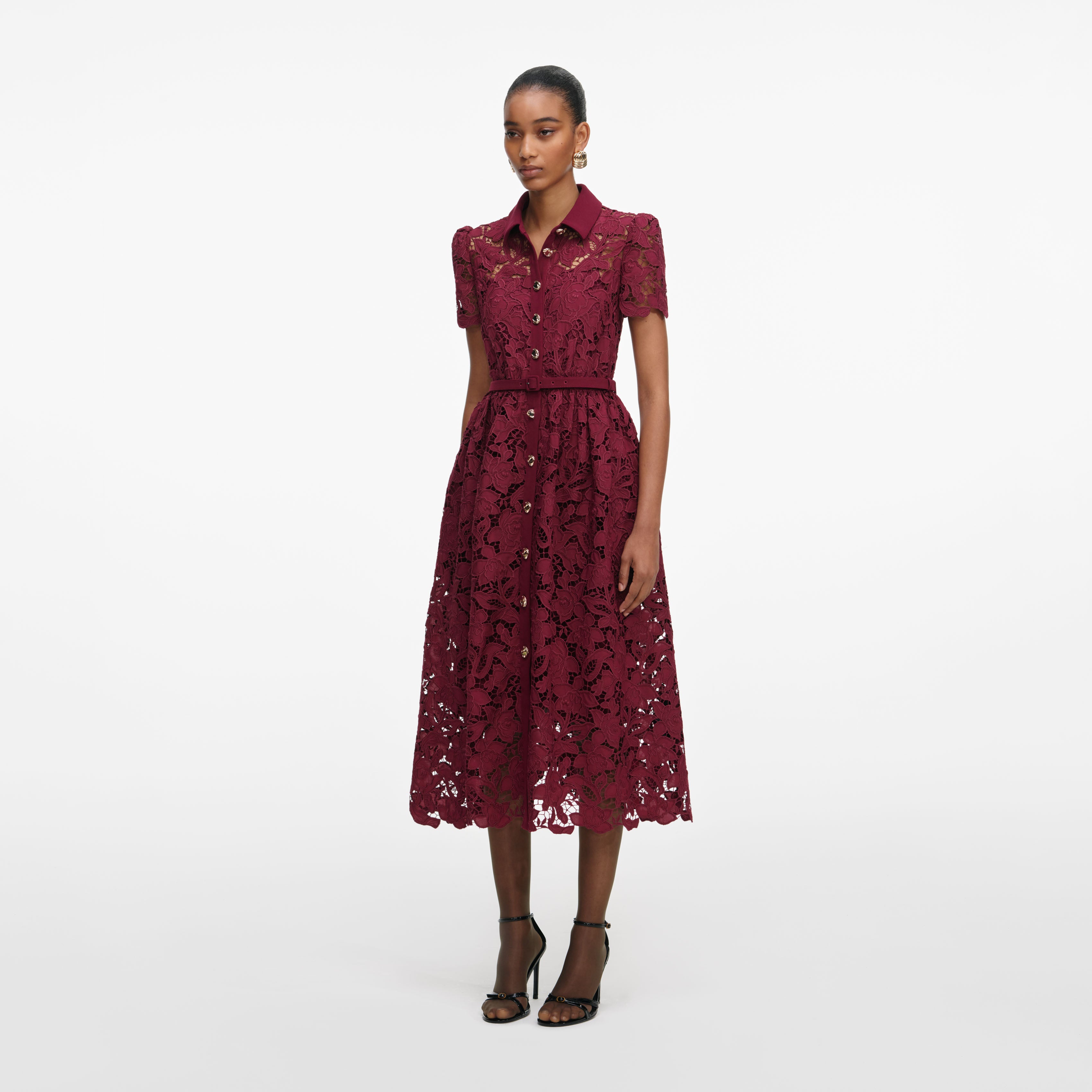 Self Portrait Burgundy Lace Midi Kleid Bordeaux Spitze