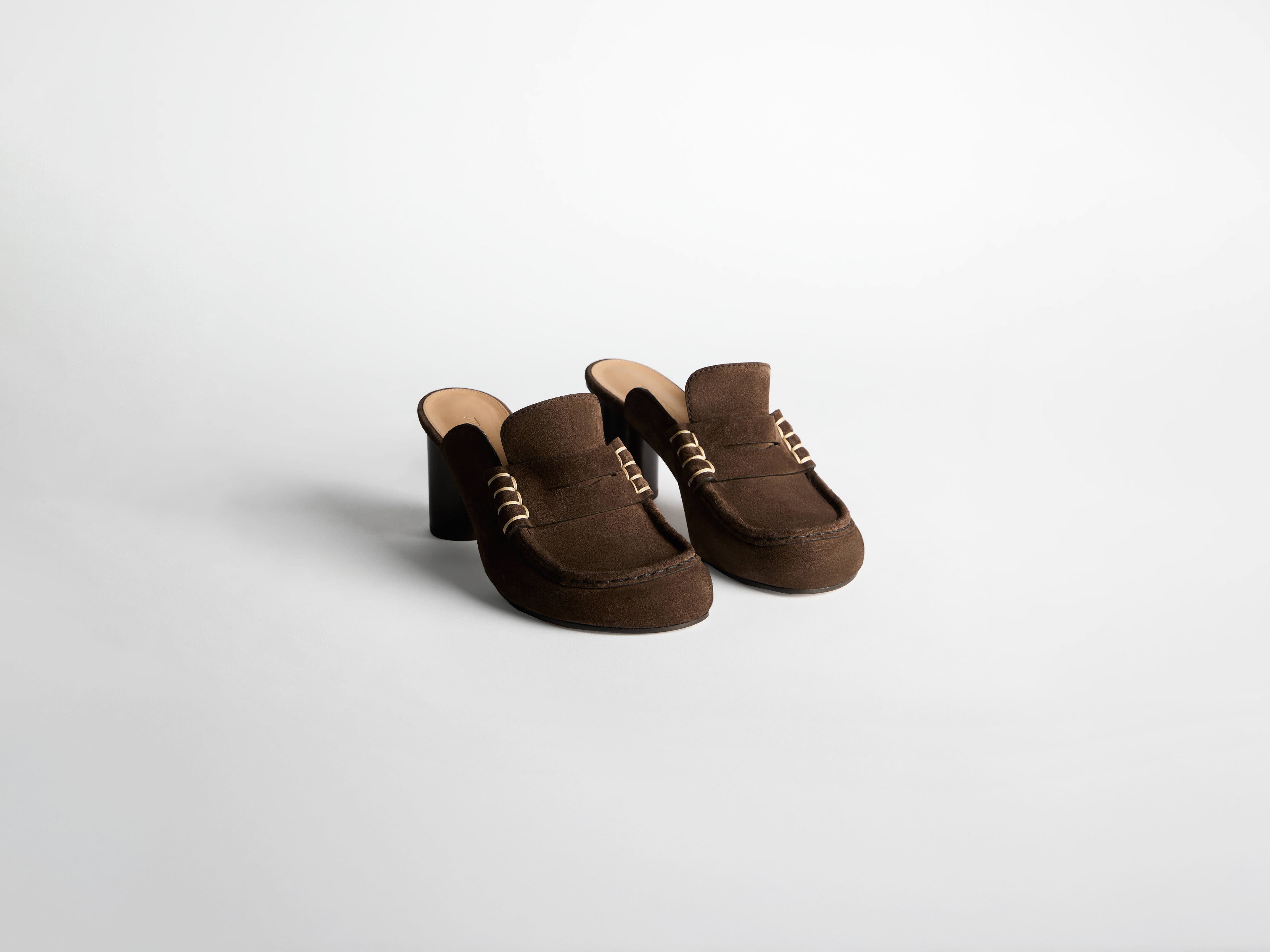 J.W.Anderson Heeled Loafer Mule Damenschuhe Braun Wildleder