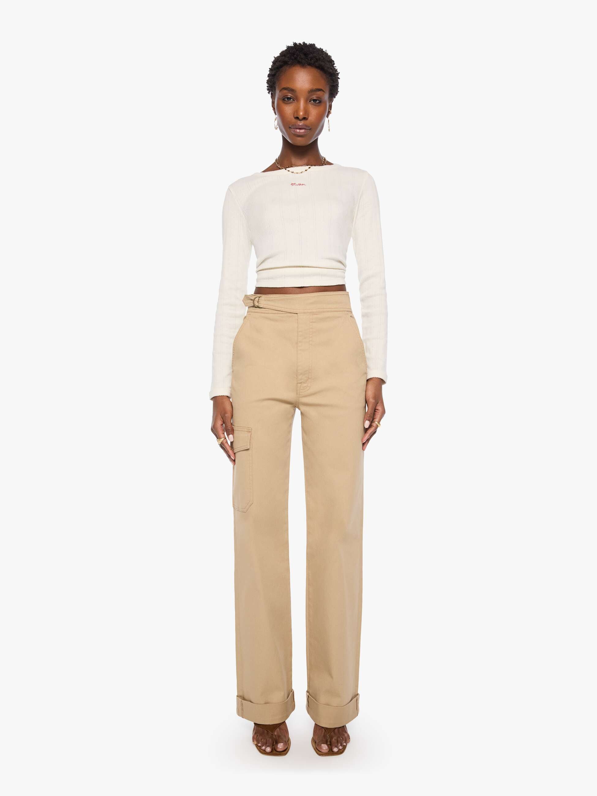 Mother The Prep Tune Up Cargo Sneak Cuff Hose Khaki