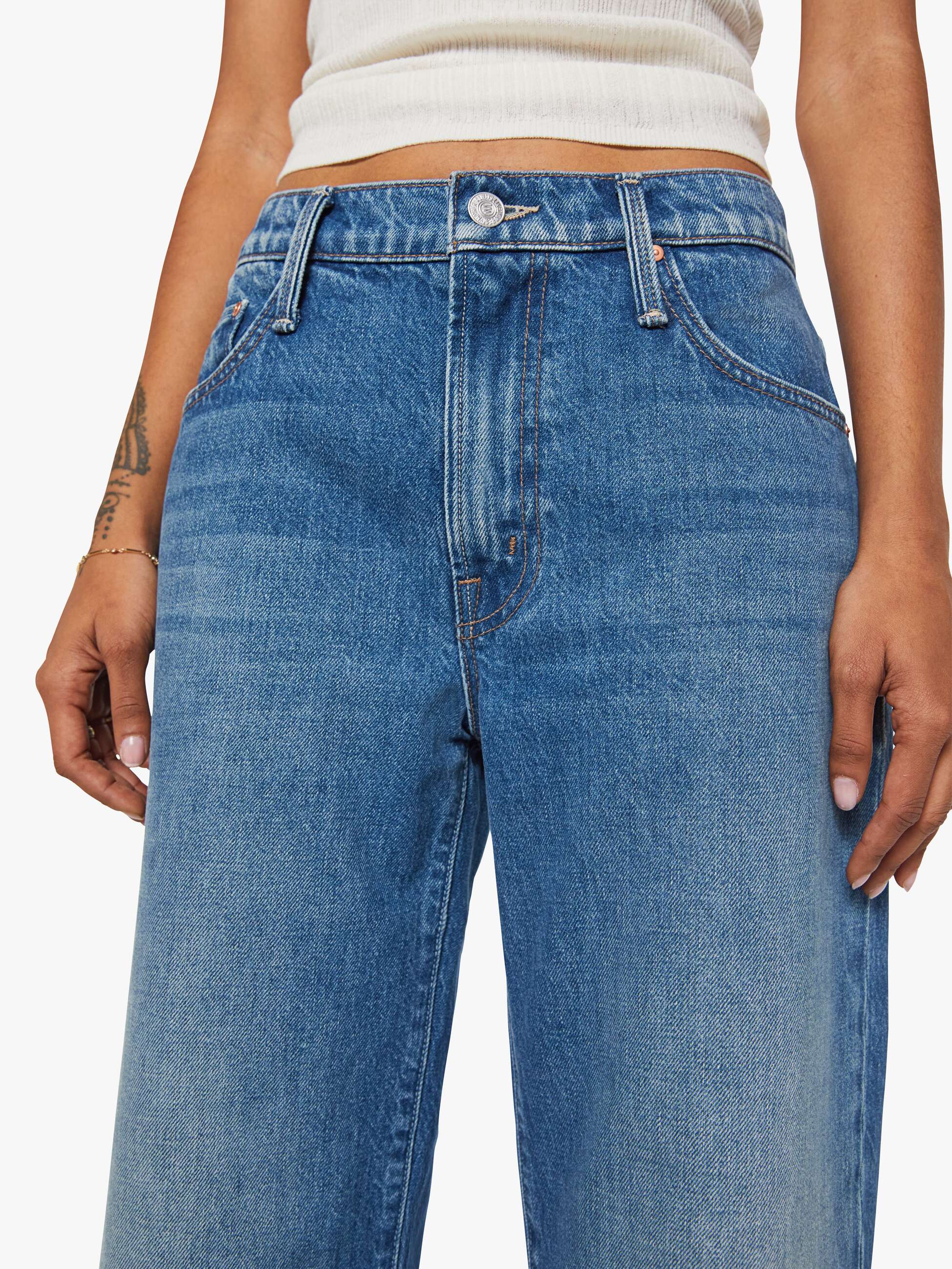Mother Lil Dodger Flood Petite Jeans Green Thumb Gr. 23-34