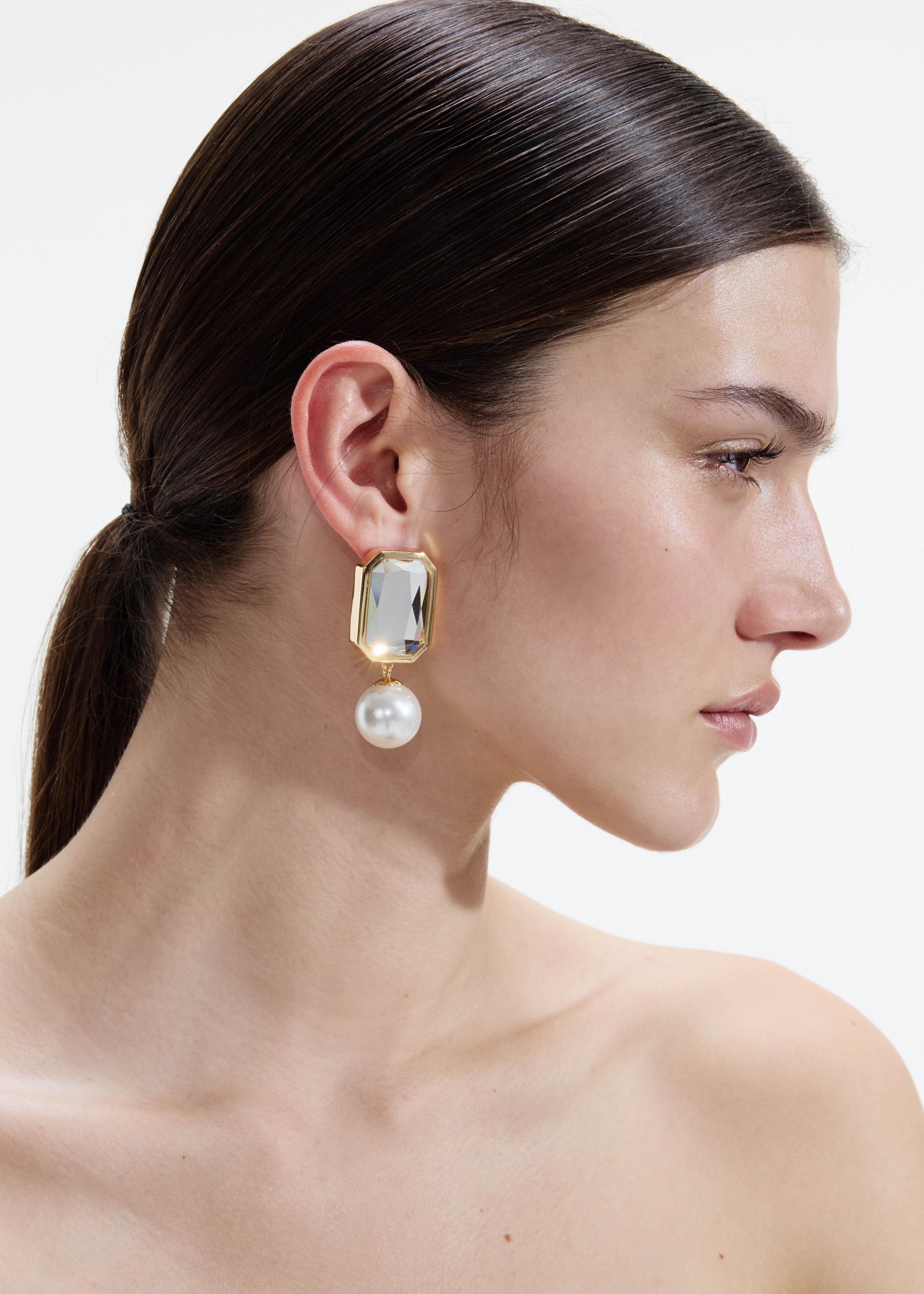 Self Portrait Crystal Pearl Tiered Ohrringe Gold Perle