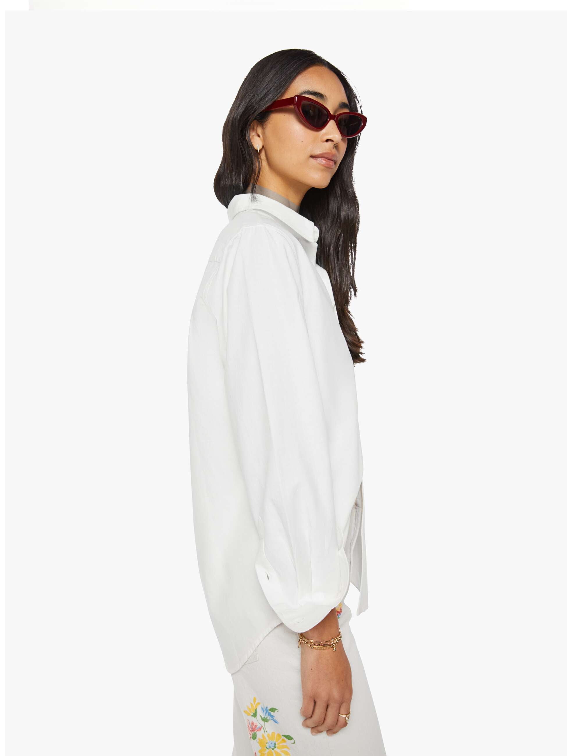 Mother The Bestie Office Hours Bluse Weiß Baumwolle Stick