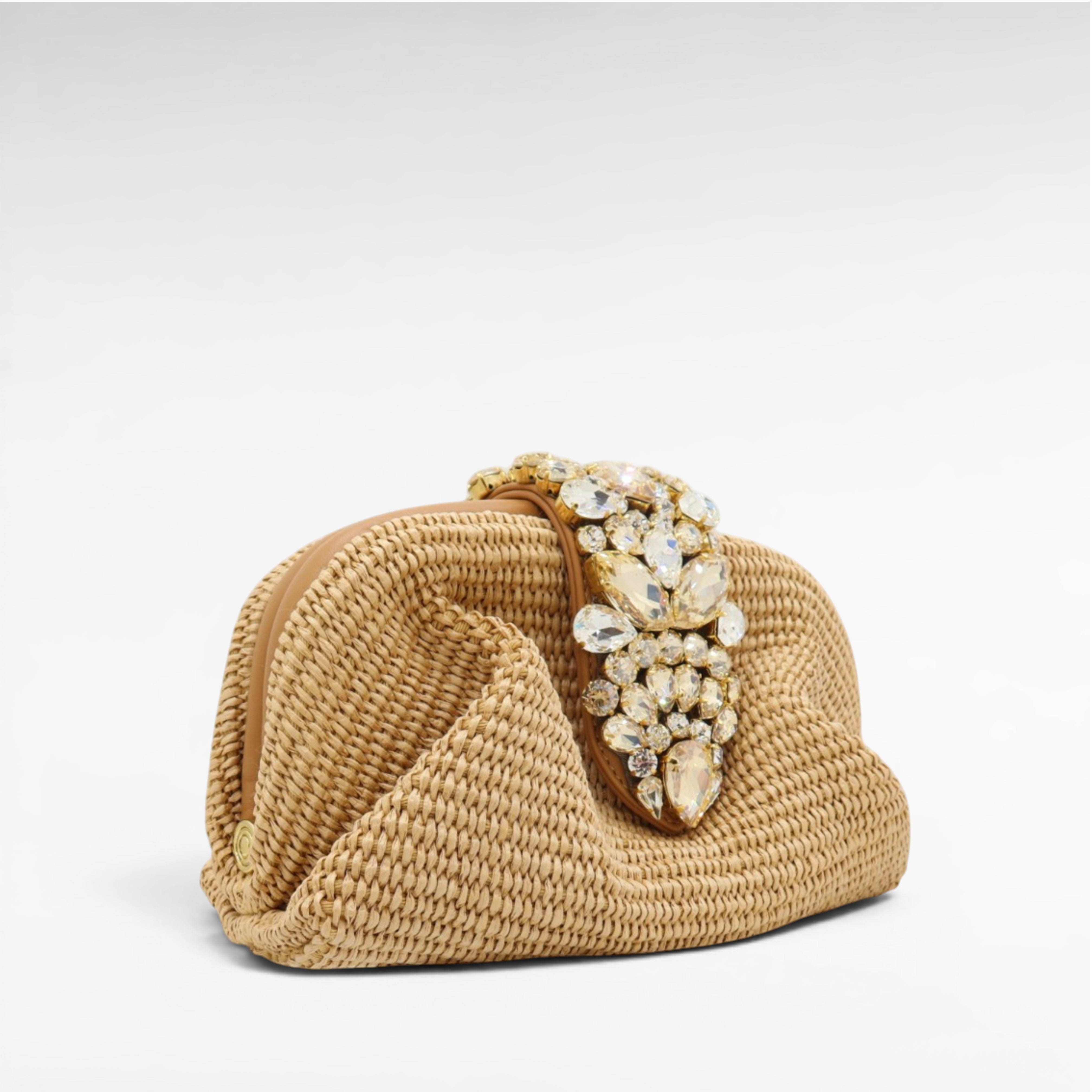 Gedebe Antibes Tasche Raffia Clutch Schmucksteine 25cm