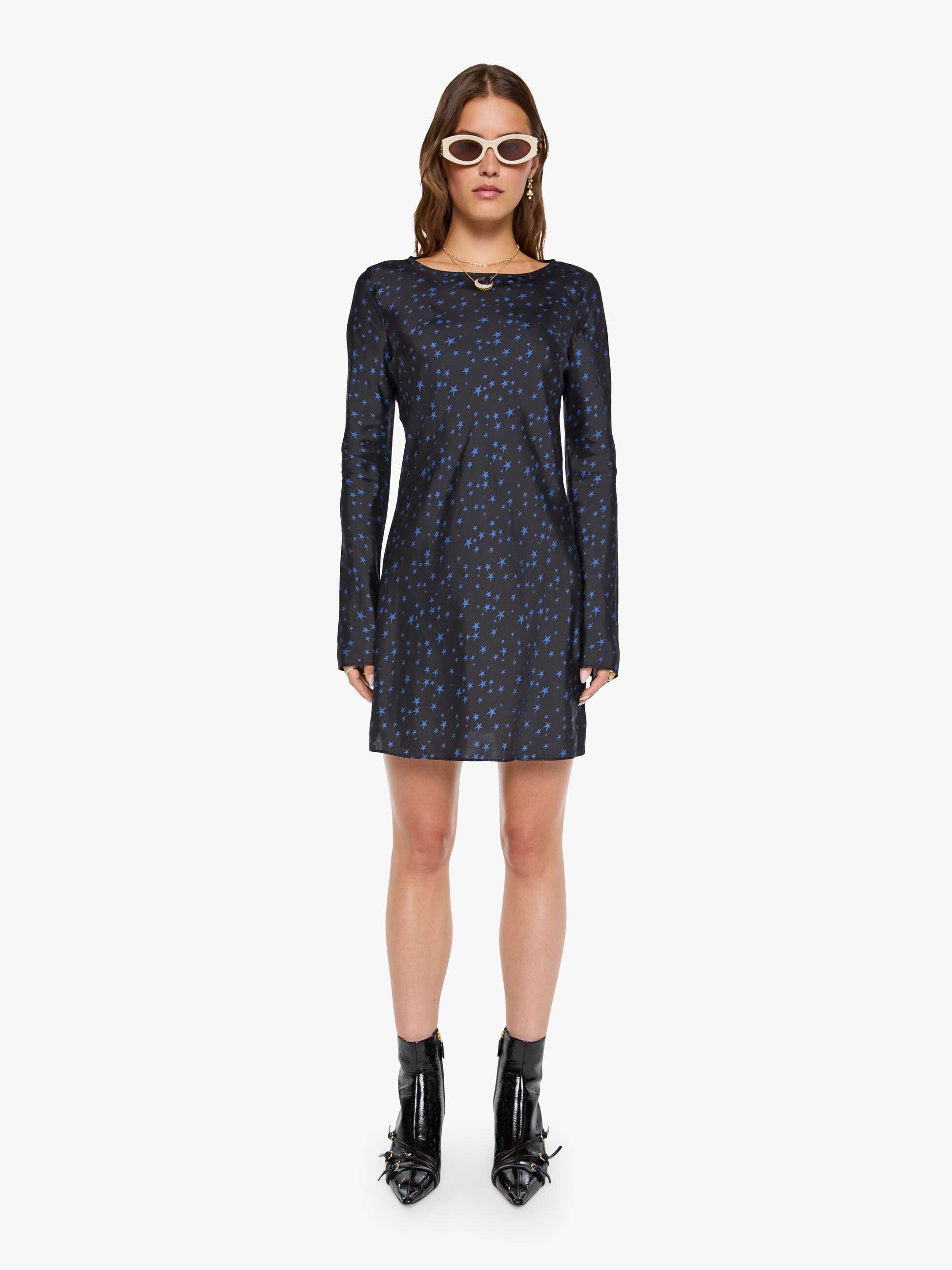 Mother The Slip Up Minikleid Rock Star Schwarz Seide Sterne