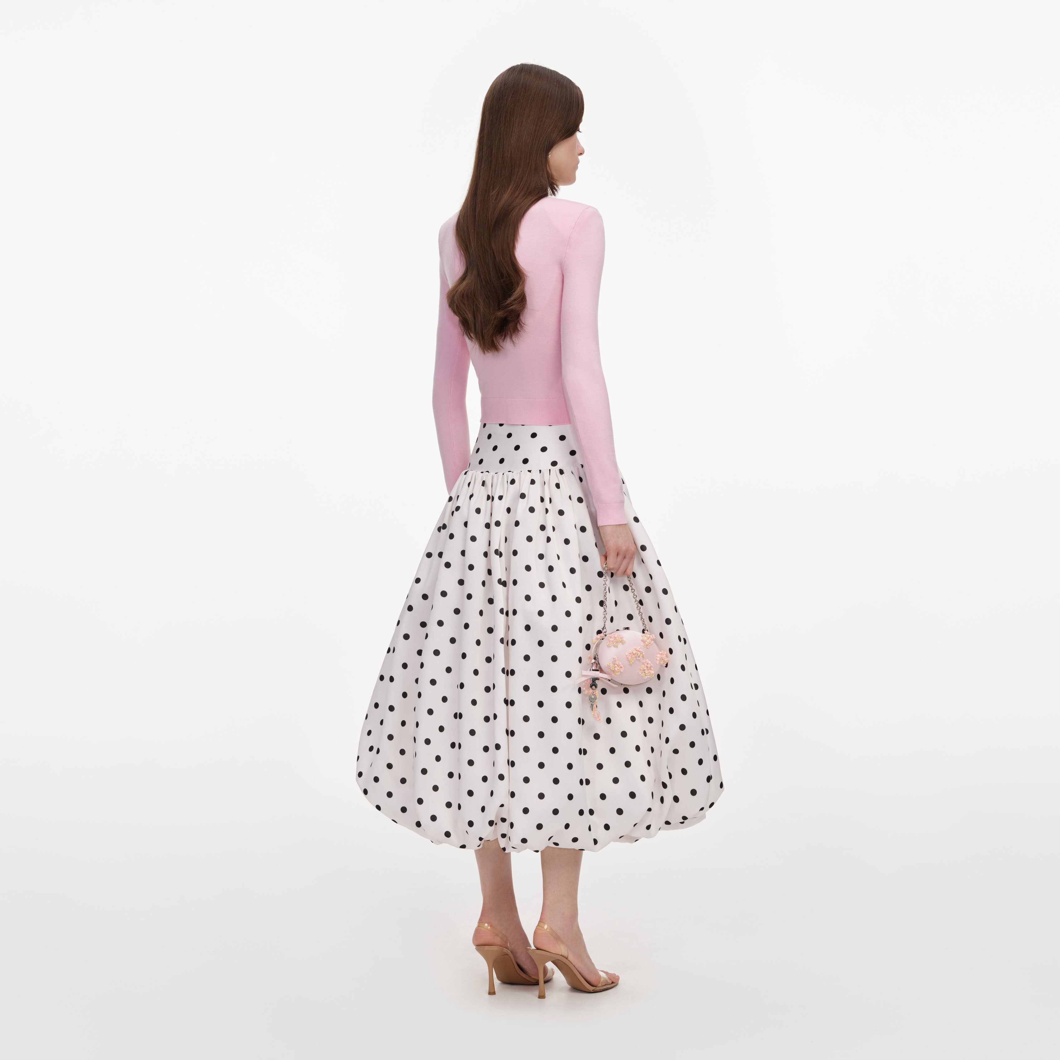 Self Portrait Cream Polka Dot Midi Rock Creme Taft UK 6