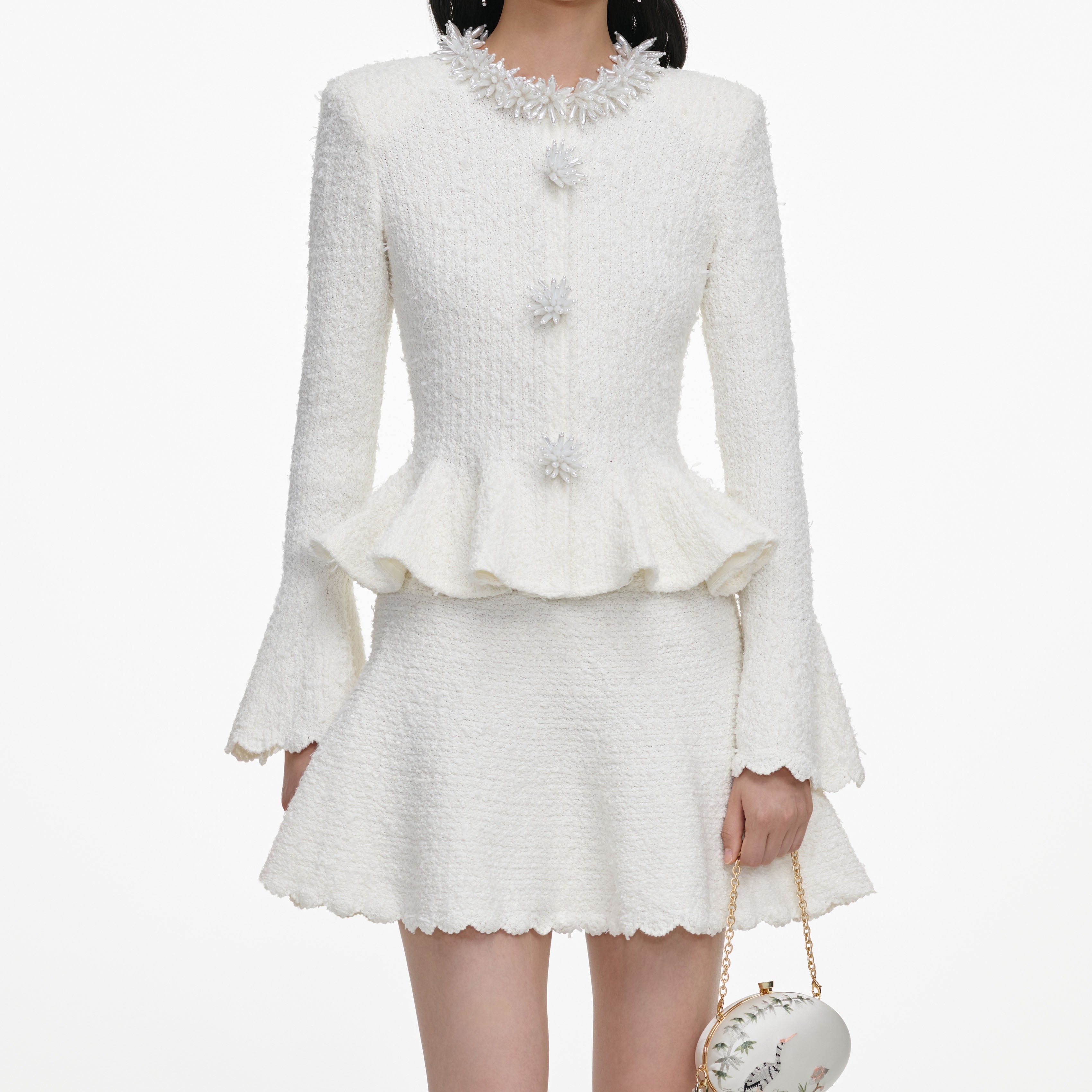 Self Portrait Dresses White Knit Minikleid Weiß Strick