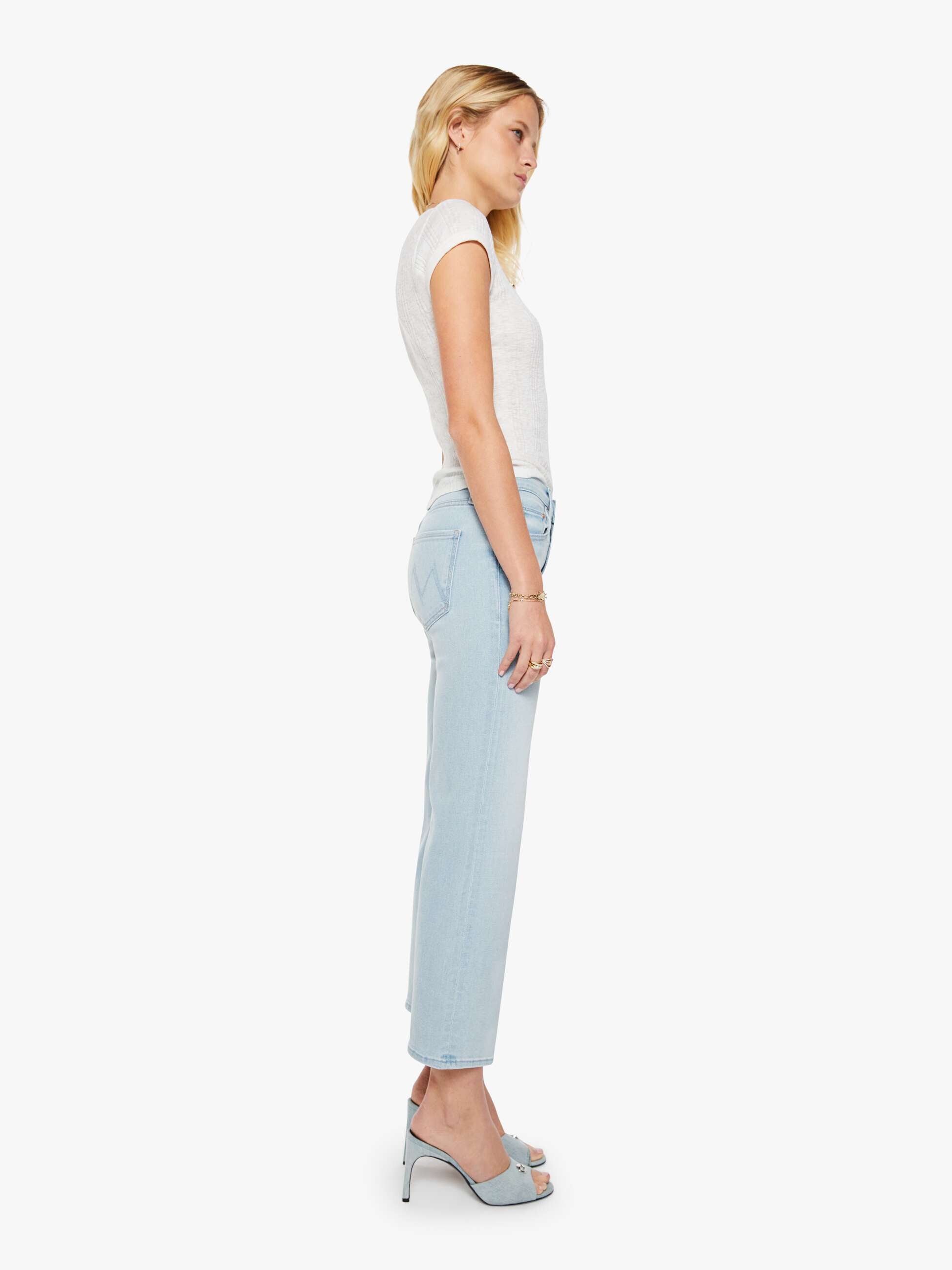 Mother The Mid Rise Rambler Zip Ankle Jeans Pretty Please Hellblau