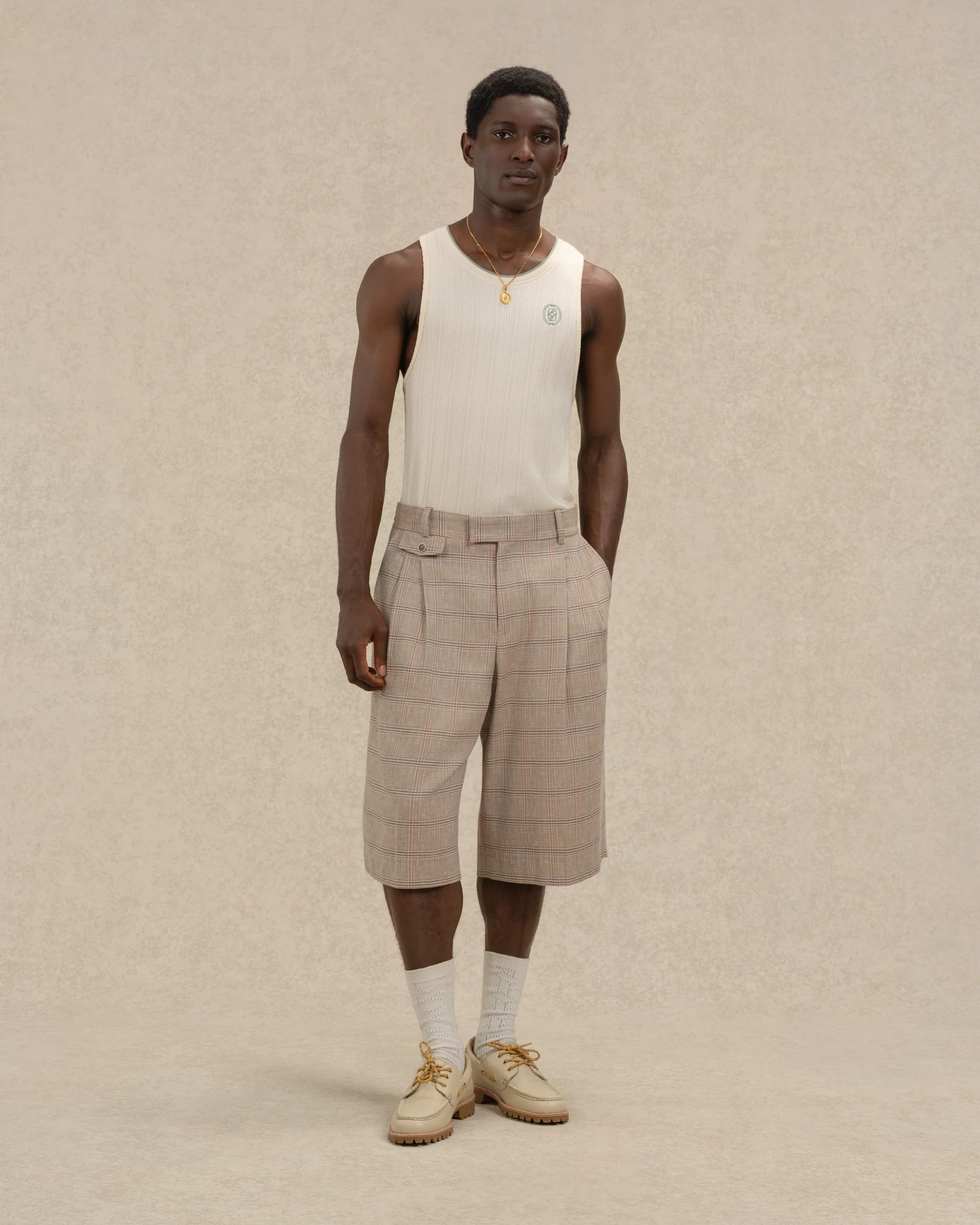 Drôle De Monsieur Short Long à Carreaux Shorts Karo beige