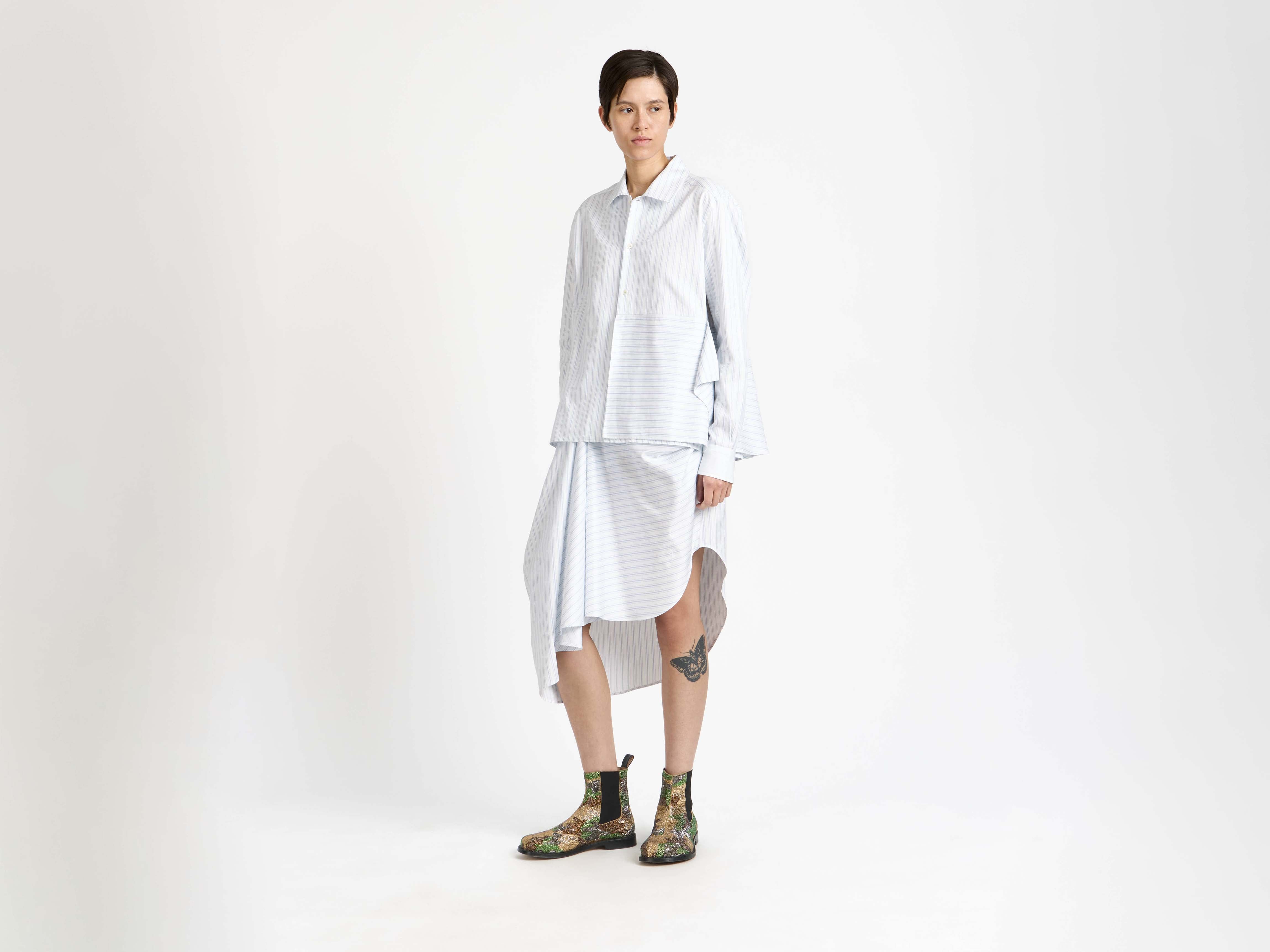 J.W.Anderson Shirts Draped Hemd Weiß Blau Anker