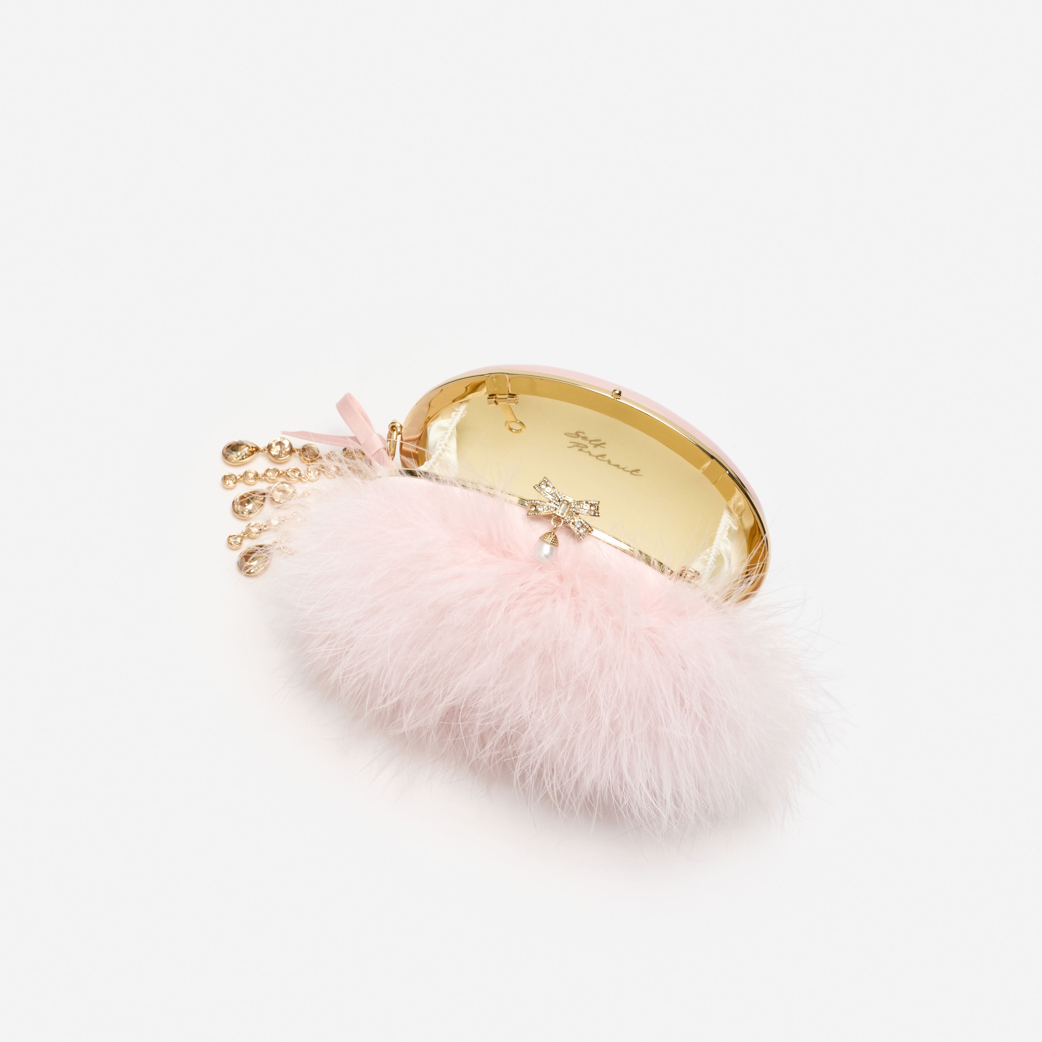 Self Portrait Pink Feather Clutch Tasche Rosa One Size Federn